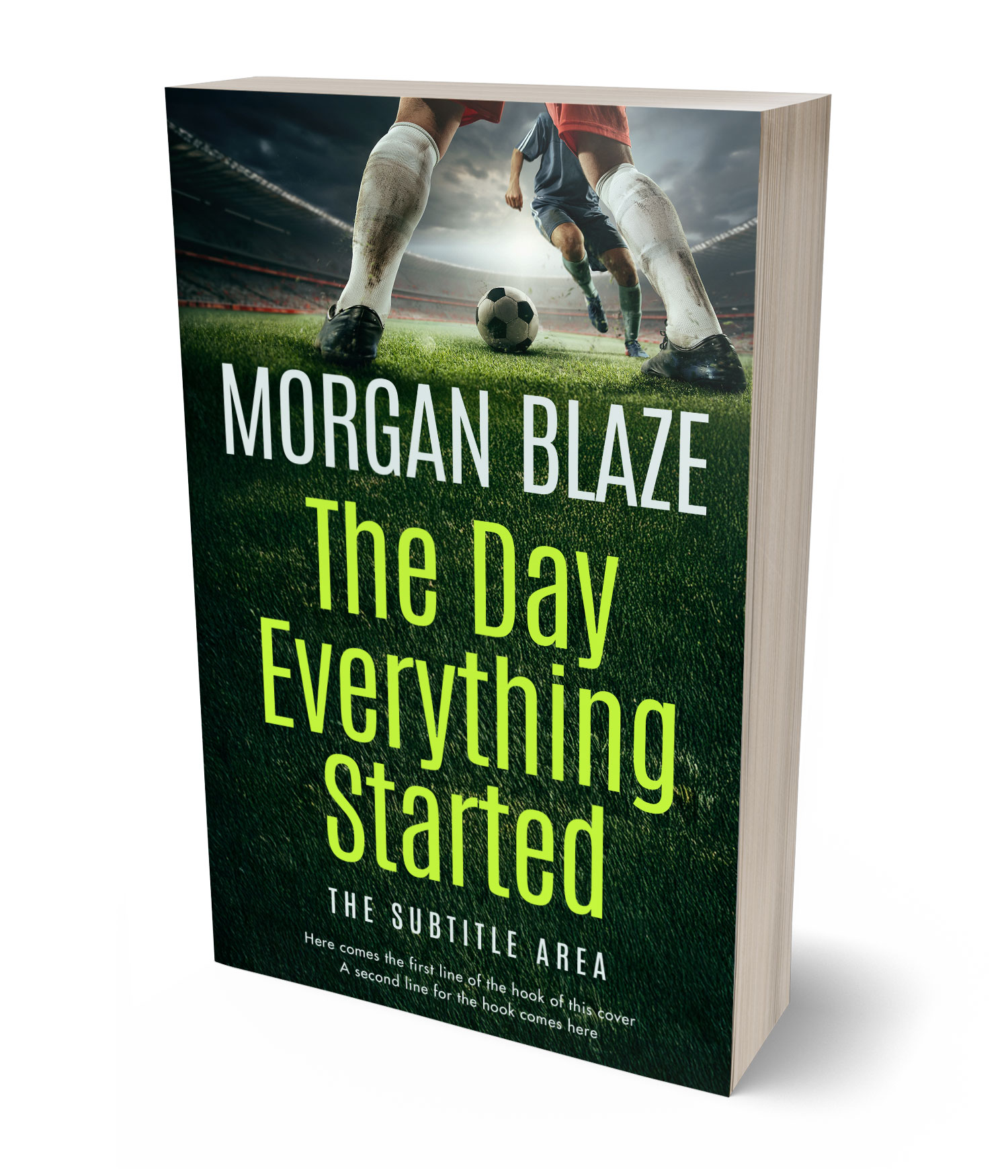 3D view of Yellow Green #35808 - Premade Sports & Fitness Book Cover | BookCoverZone*