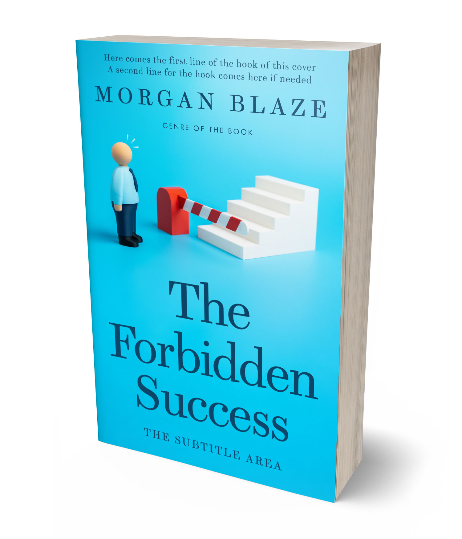 3D view of Premade Self-Improvement & Self-Help Book Cover - Bright Turquoise