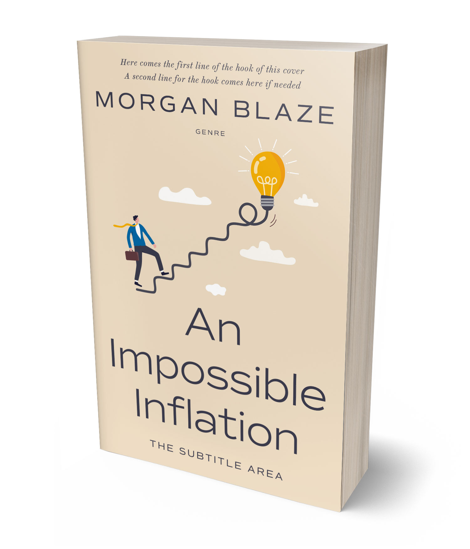 3D view of Premade Business Book Cover - Double Spanish White