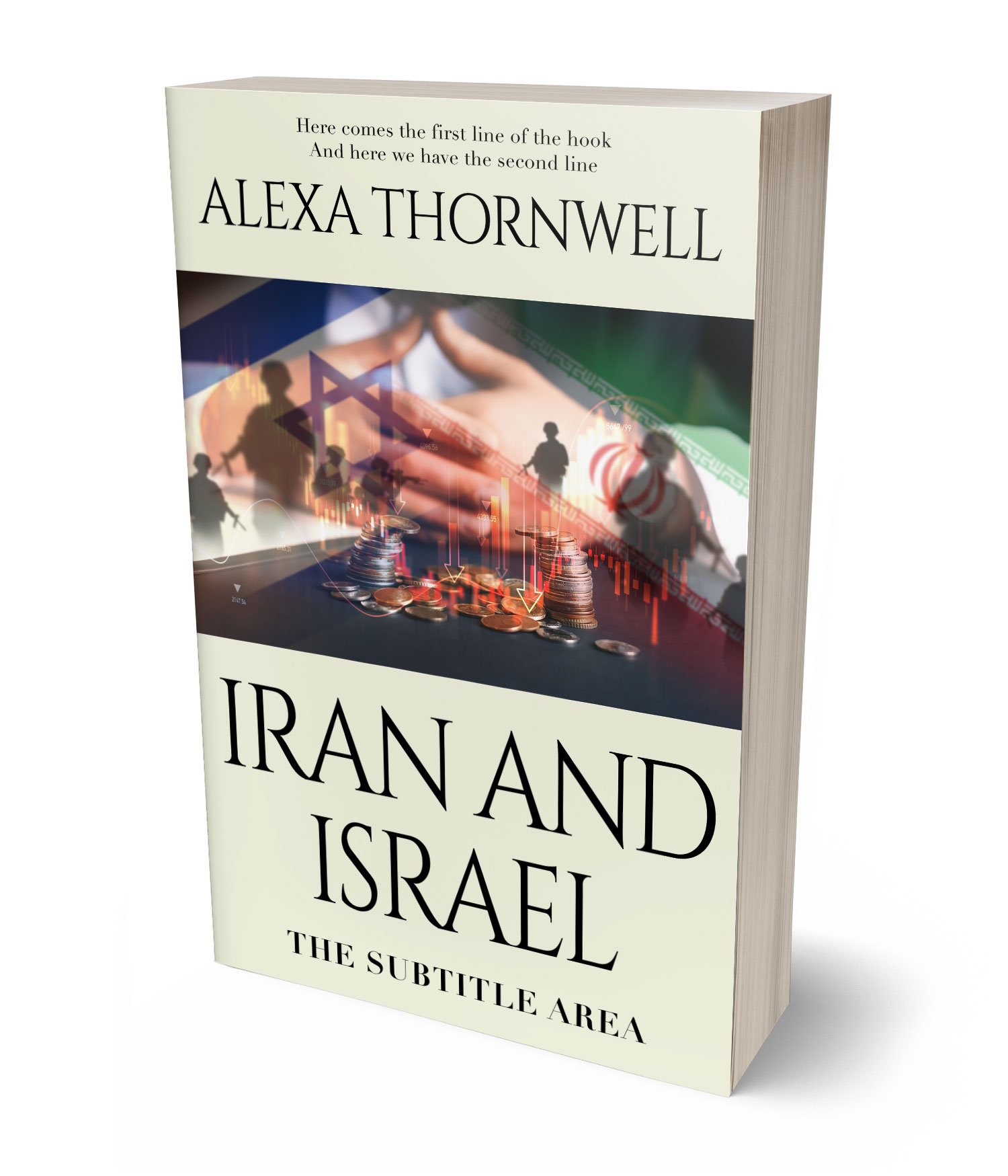 3D view of Premade Politics & Law & Society Book Cover - Ship Gray