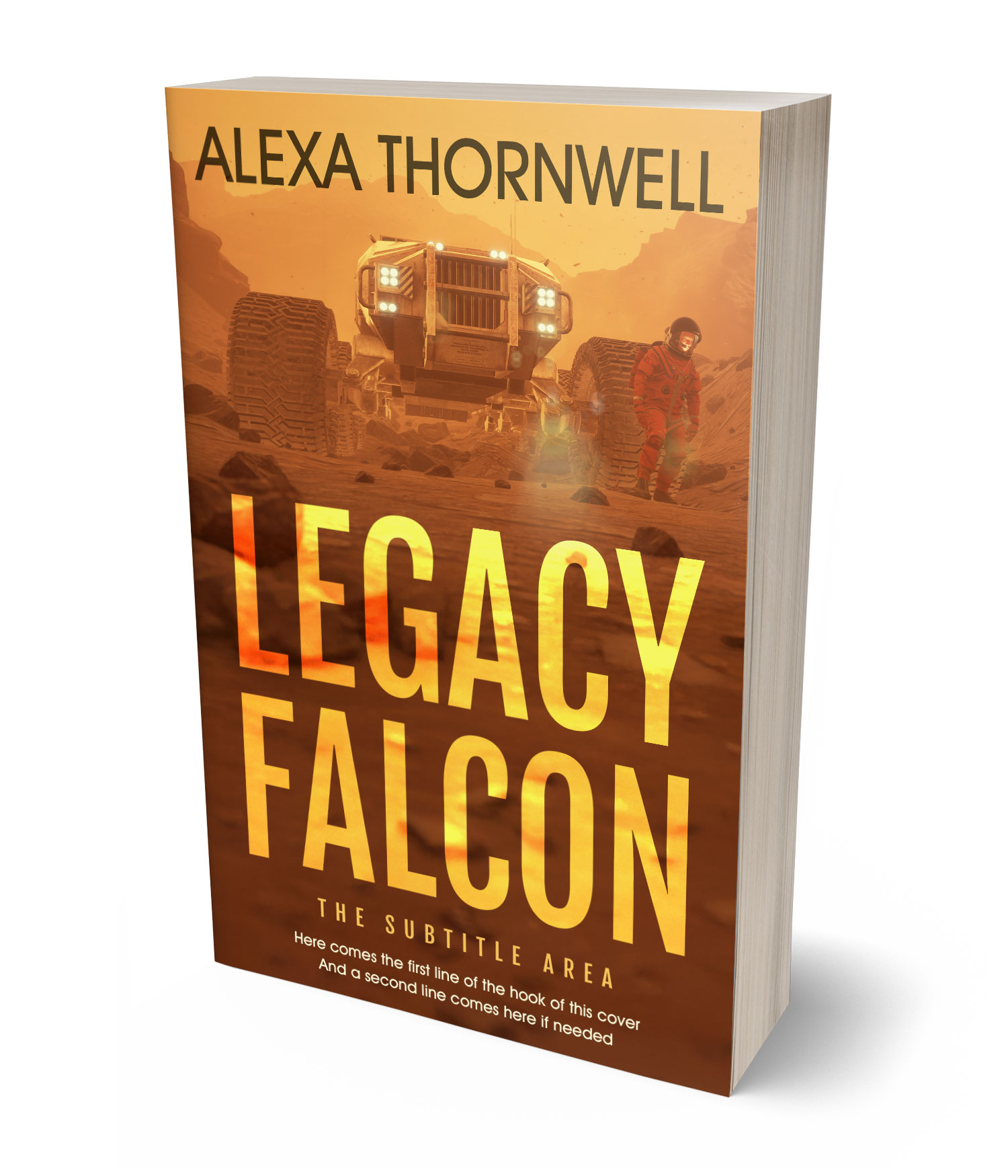 3D view of Premade Science Fiction Book Cover - Walnut