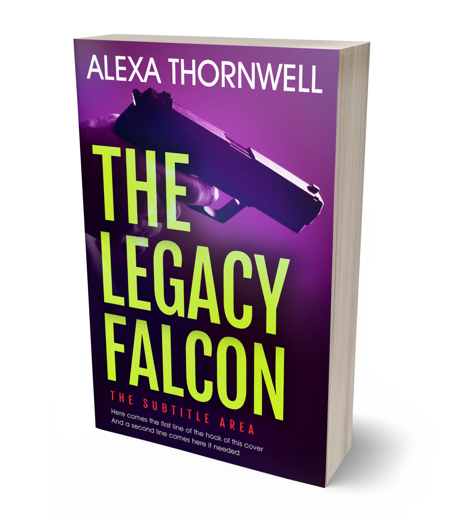 3D view of Premade Mystery & Thriller & Suspense Book Cover - Yellow Green