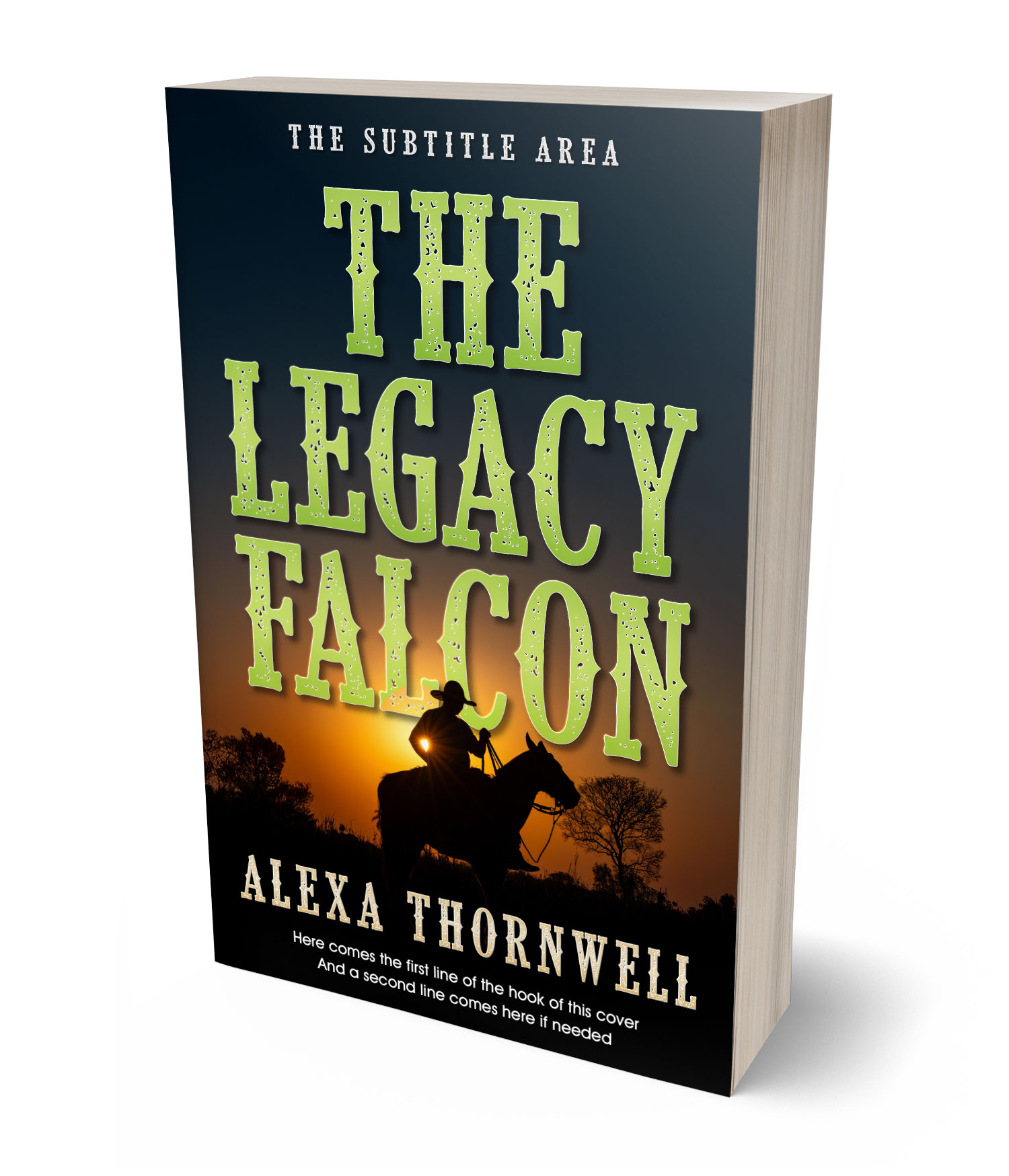 3D view of Custom & Premade Western Book Cover - Celery #36003 | BookCoverZone*