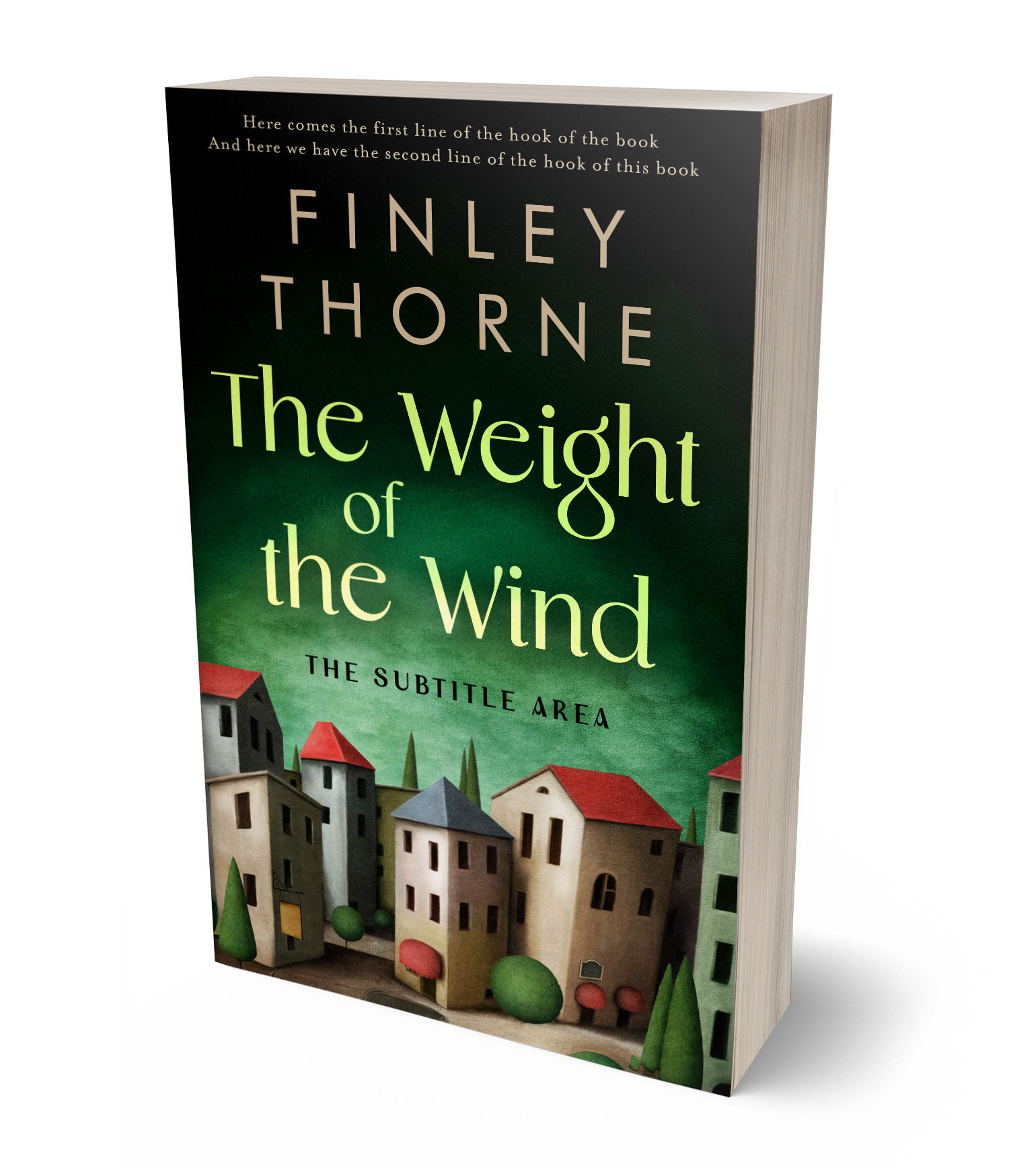 3D view of Custom & Premade Literary Fiction Book Cover - Indian Khaki #36078 | BookCoverZone*