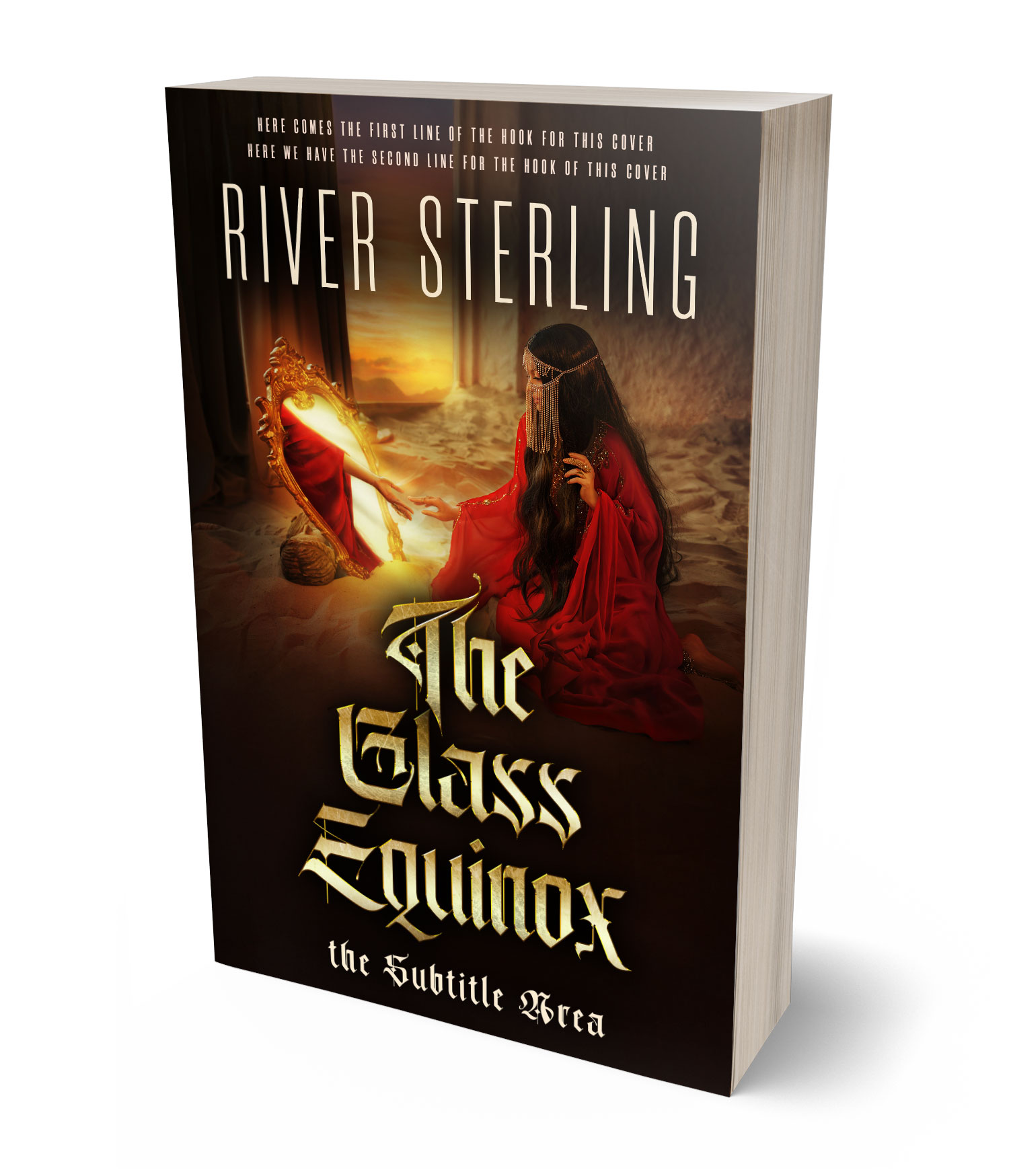 3D view of Custom & Premade Fantasy Book Cover - Antique Brass #36117 | BookCoverZone*