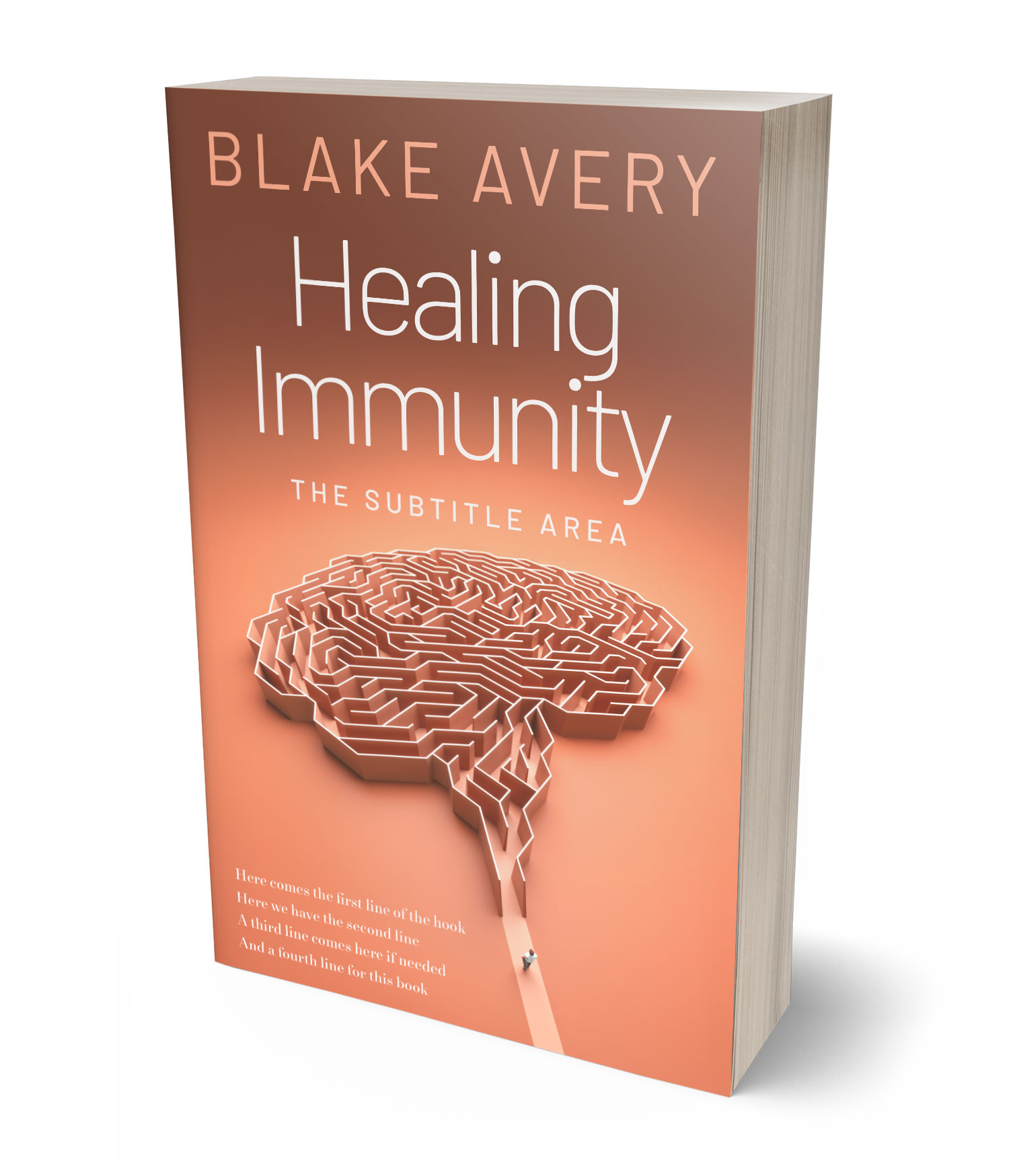 3D view of Premade Health & Mind & Body Book Cover - Apricot #36179 | BookCoverZone*