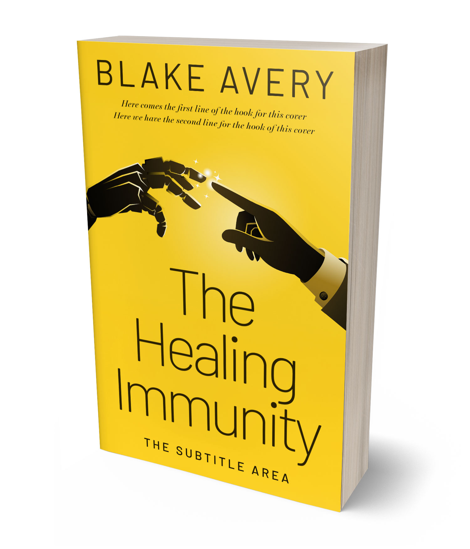 3D view of Premade Science Fiction Book Cover - Lightning Yellow #36183 | BookCoverZone*