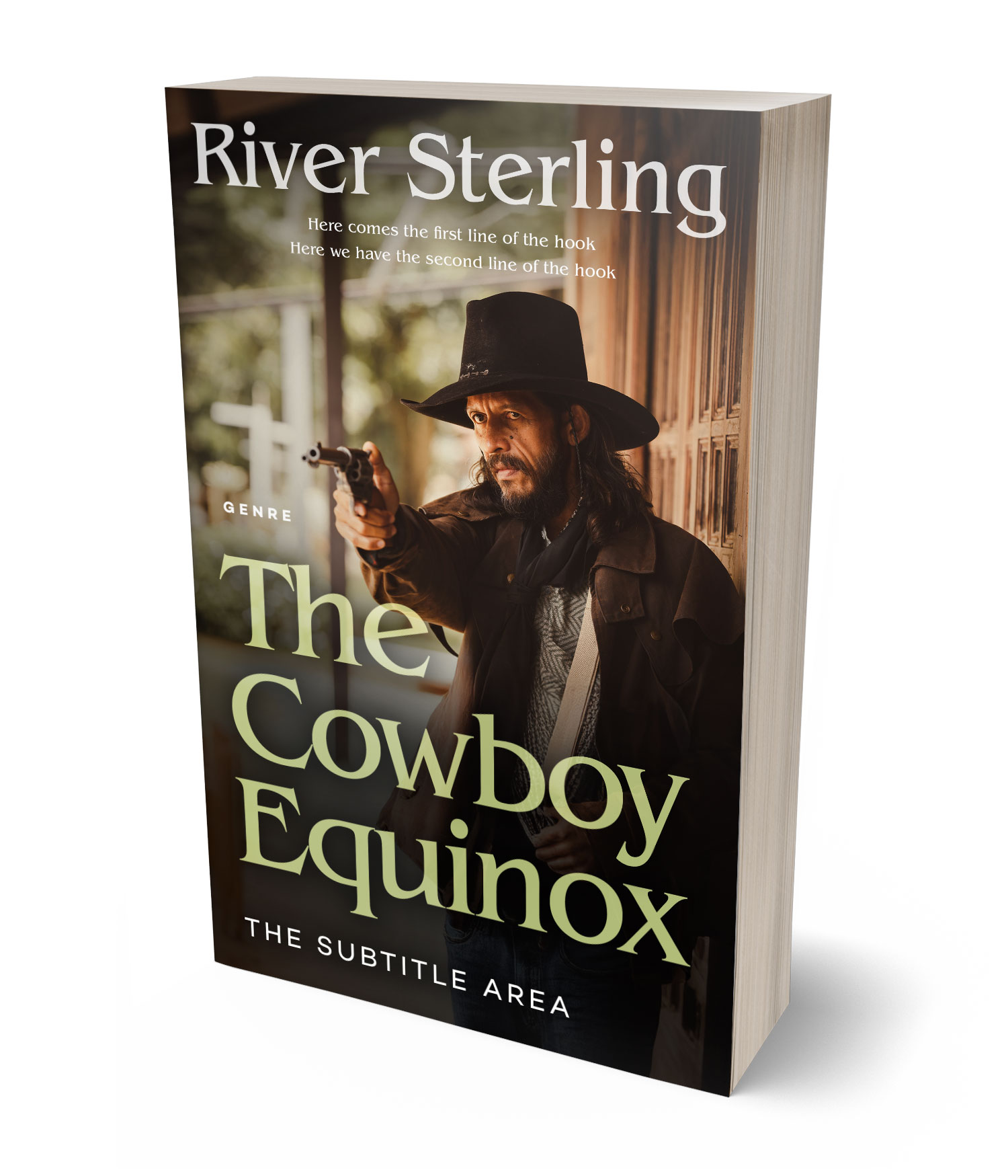 3D view of Premade Western Book Cover - Indian Khaki #36197 | BookCoverZone*