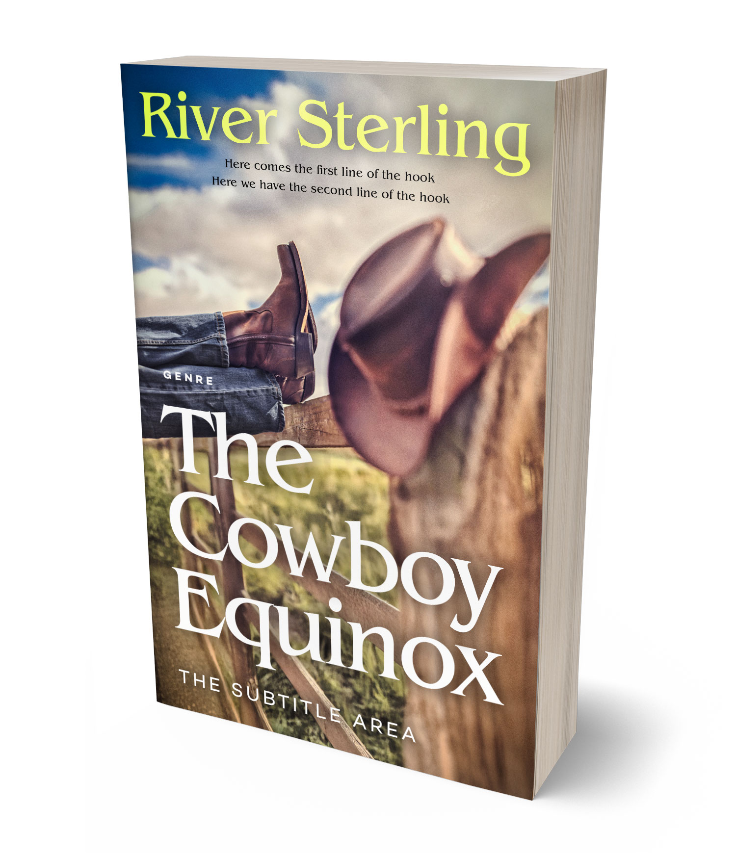 3D view of Premade Western Book Cover - Cement #36200 | BookCoverZone*