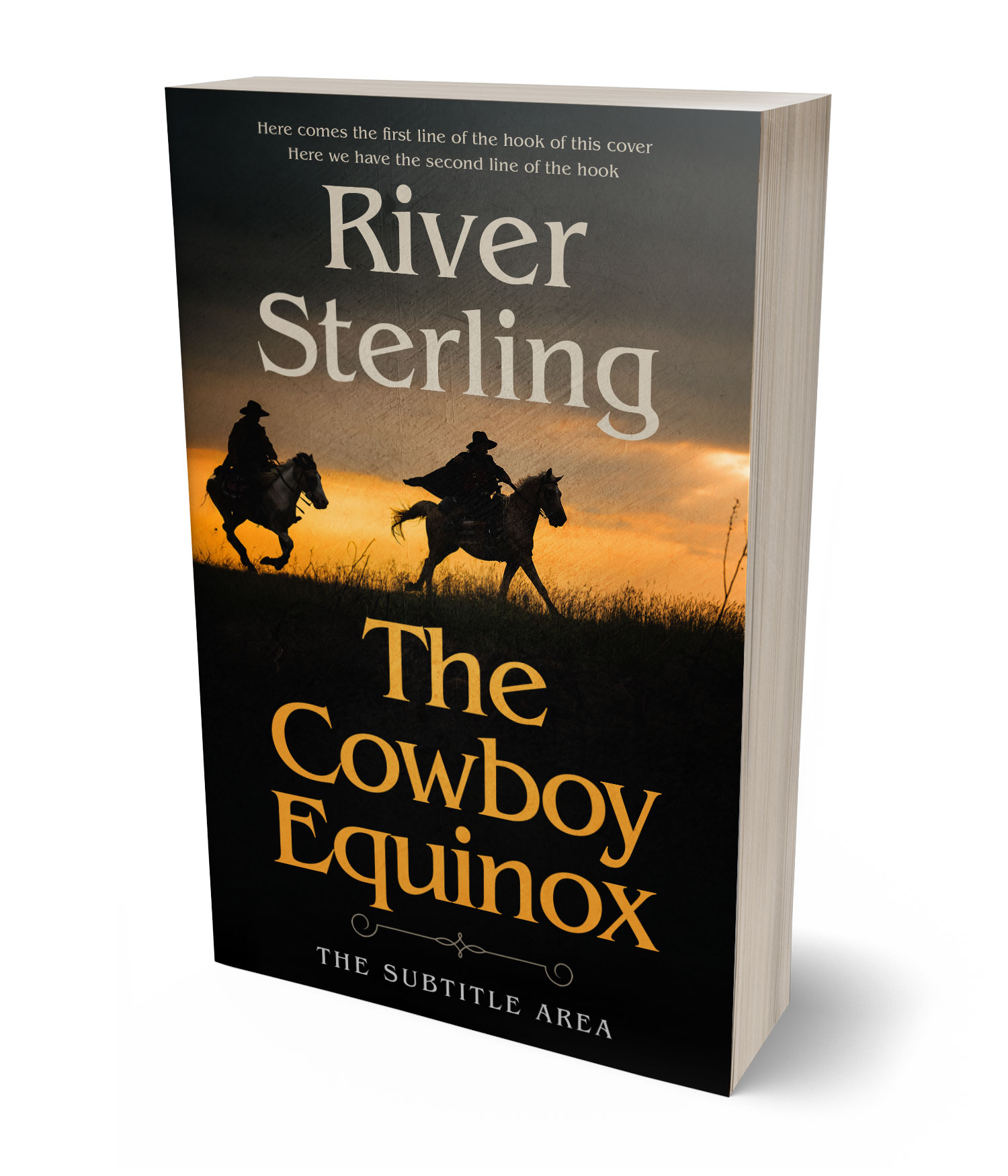 3D view of Premade Western Book Cover - Tussock #36207 | BookCoverZone*