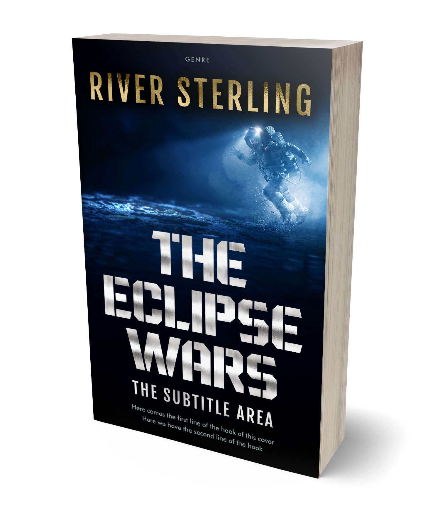 3D view of Premade Science Fiction Book Cover - Gray Nickel #36236 | BookCoverZone*