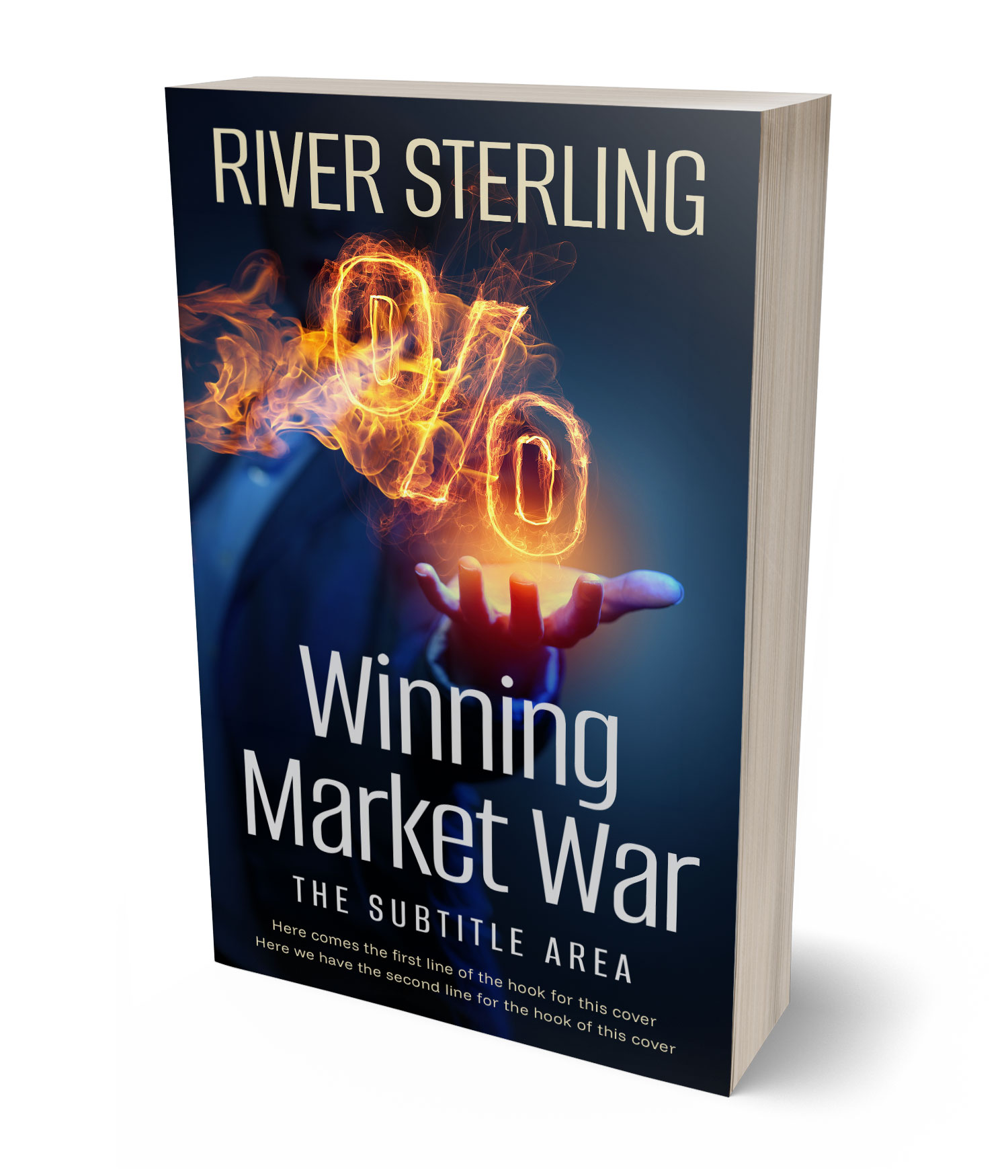 3D view of Premade Business Book Cover - Tan #36272 | BookCoverZone*