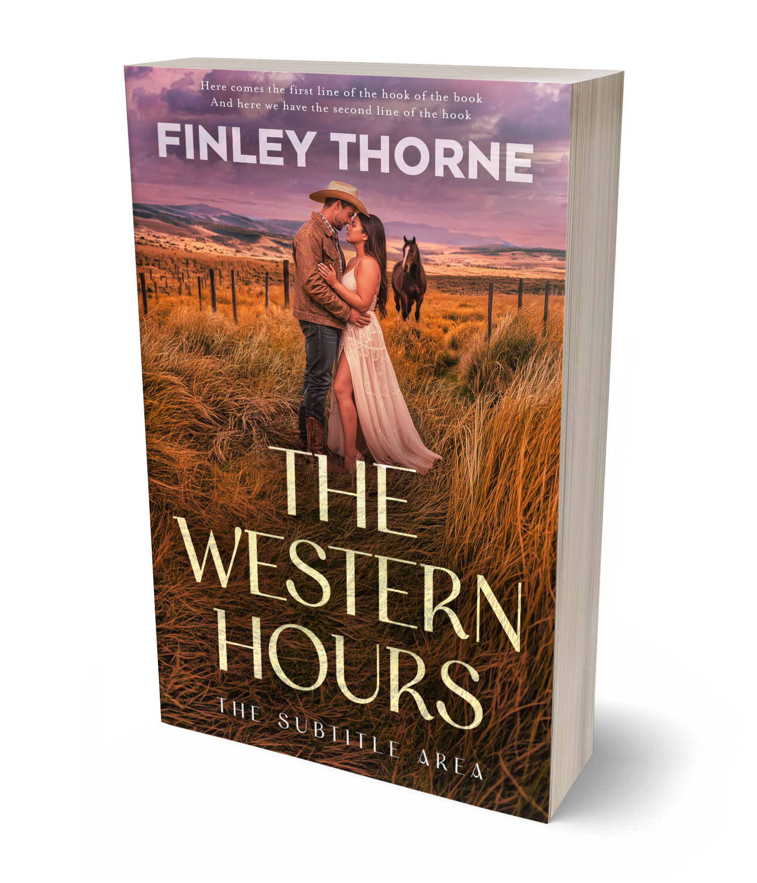 3D view of Premade  Book Cover - Saddle #36308 | BookCoverZone*