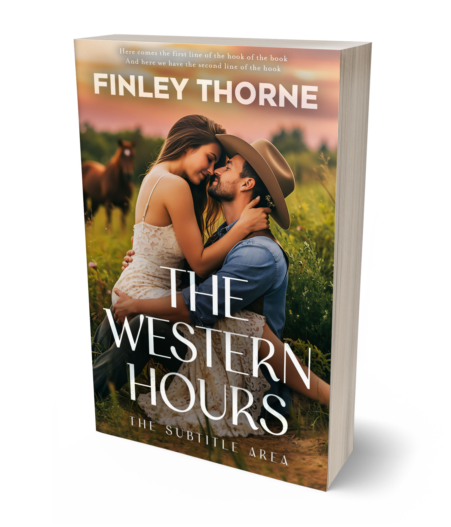 3D view of Premade  Book Cover - Lisbon Brown #36309 | BookCoverZone*