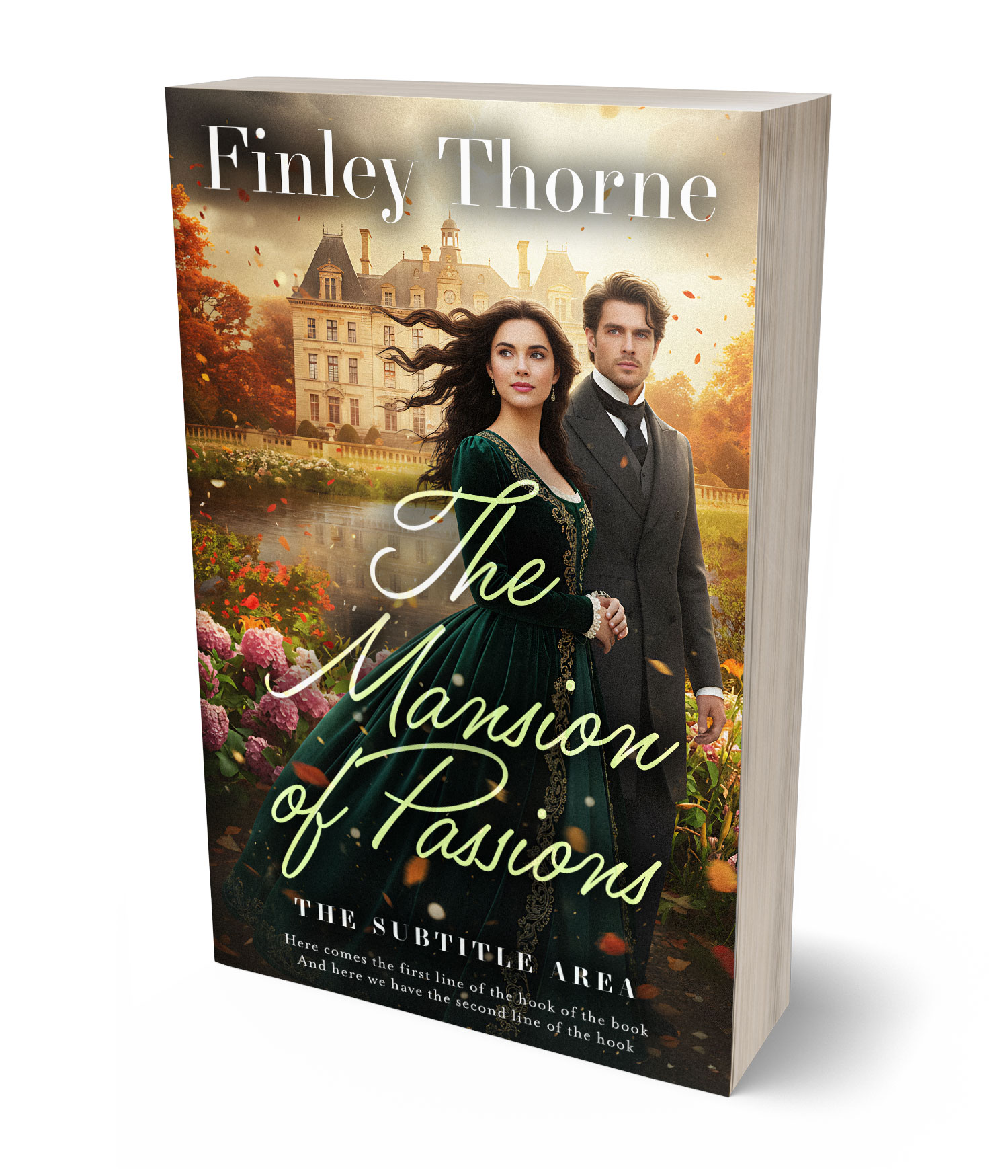 3D view of Premade Historical Book Cover - Straw