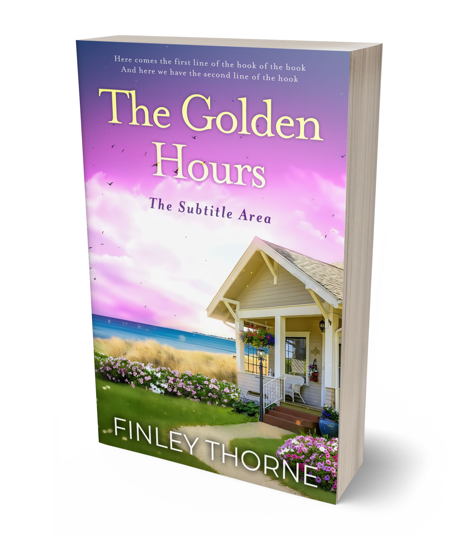 3D view of Premade Romance Book Cover - Pink Flare