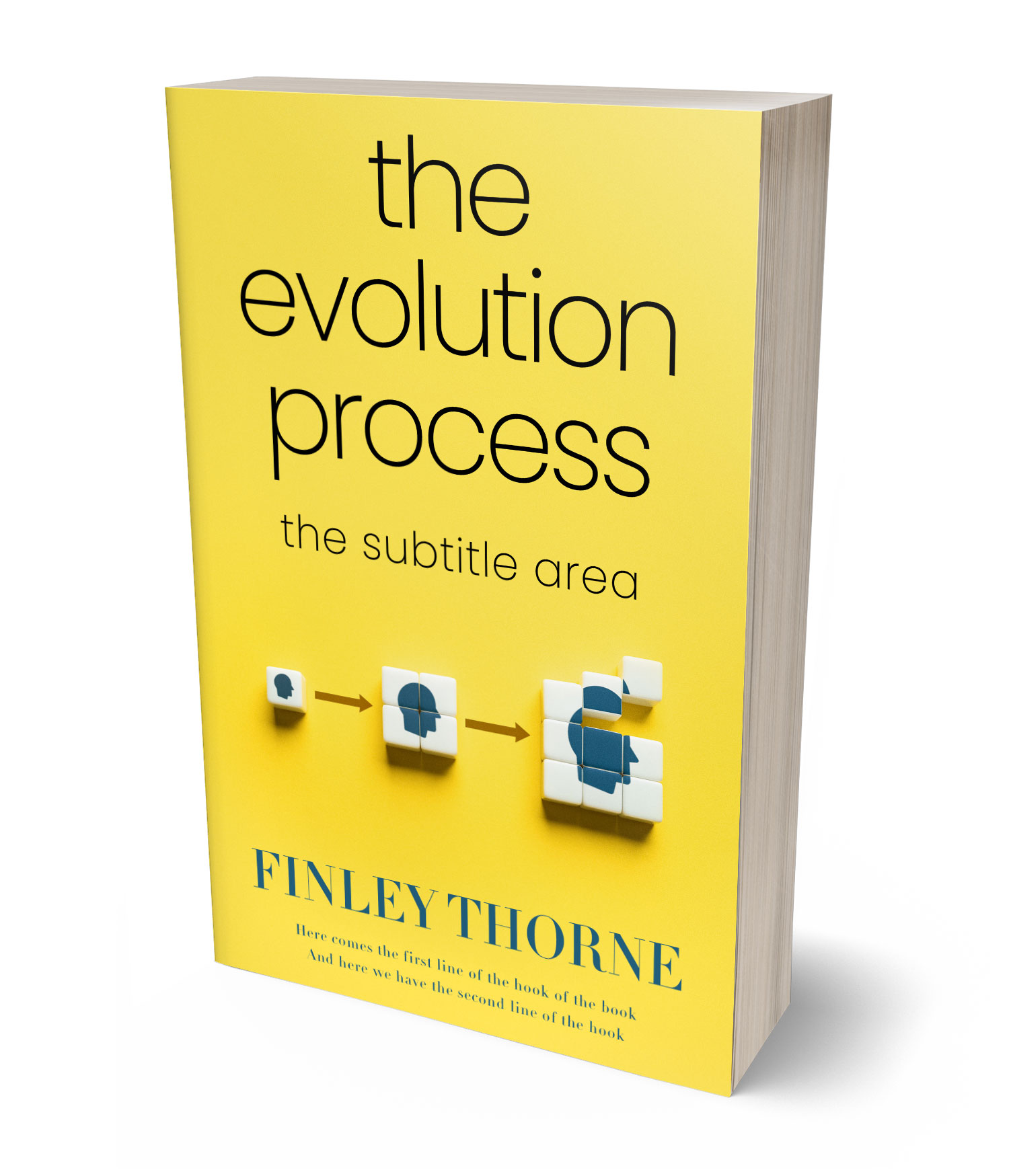 3D view of Premade Self-Improvement & Self-Help Book Cover - Energy Yellow #36380 | BookCoverZone*