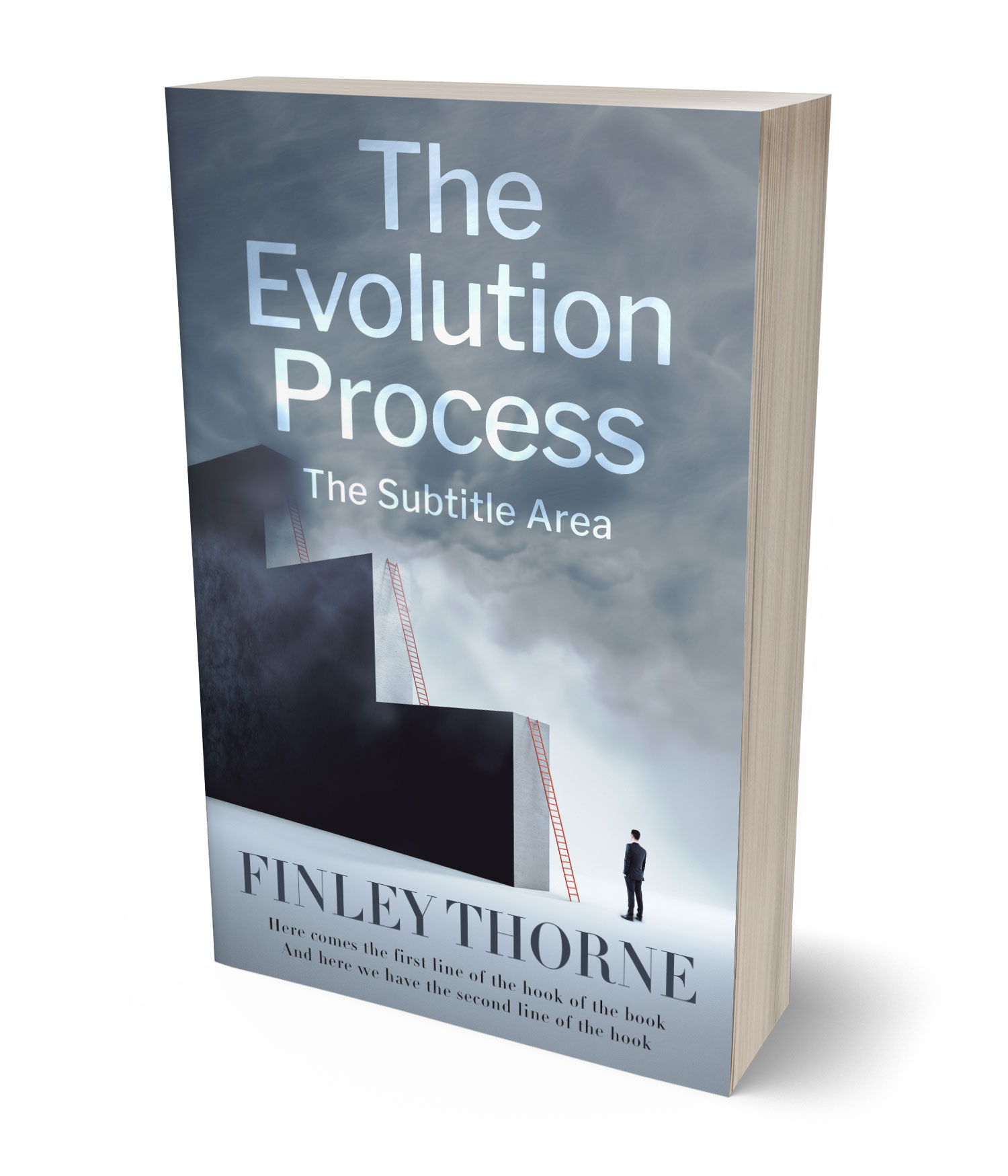 3D view of Premade Nonfiction Book Cover - Slate Gray