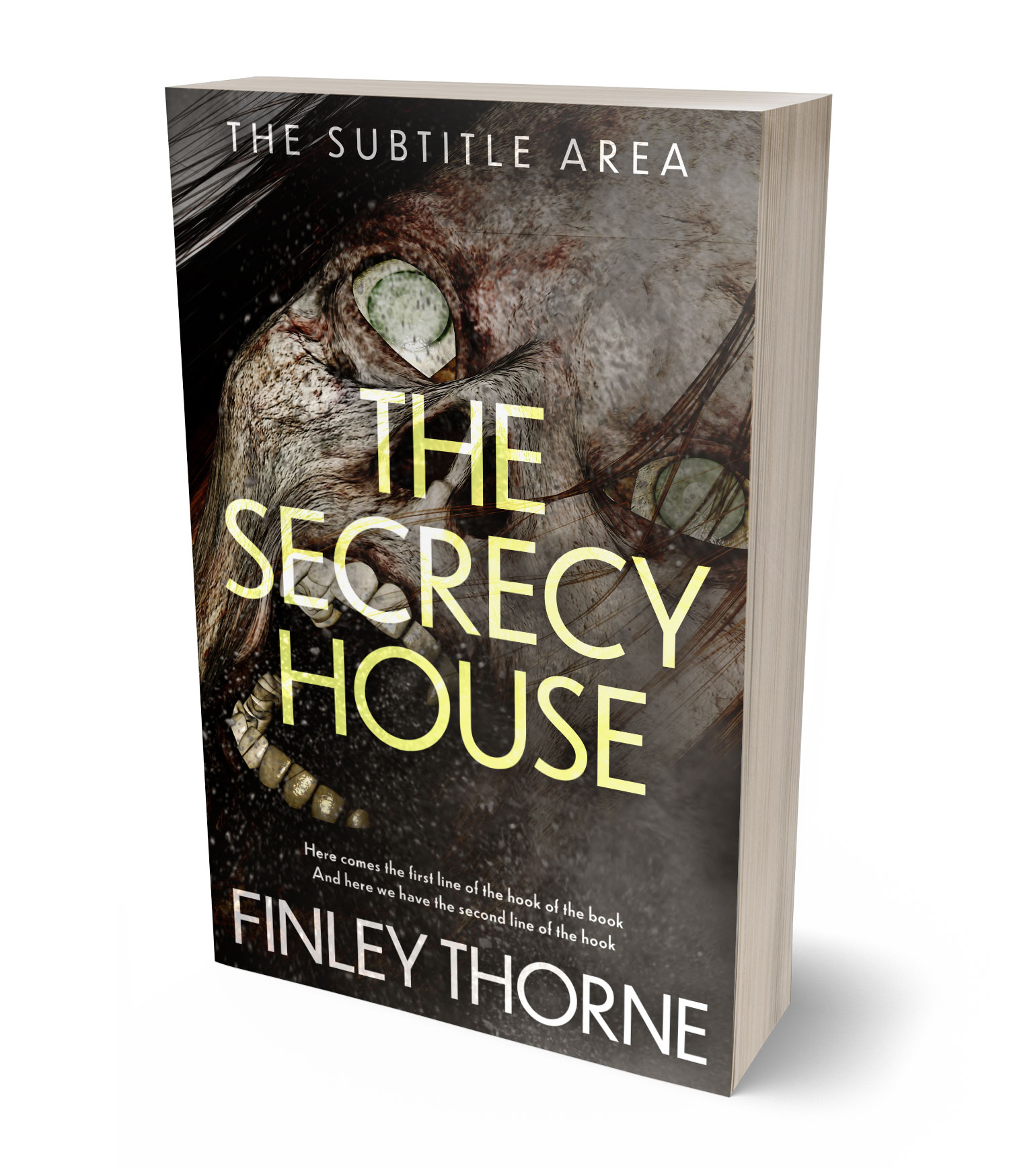 3D view of Premade Horror Book Cover - Taupe #36432 | BookCoverZone*