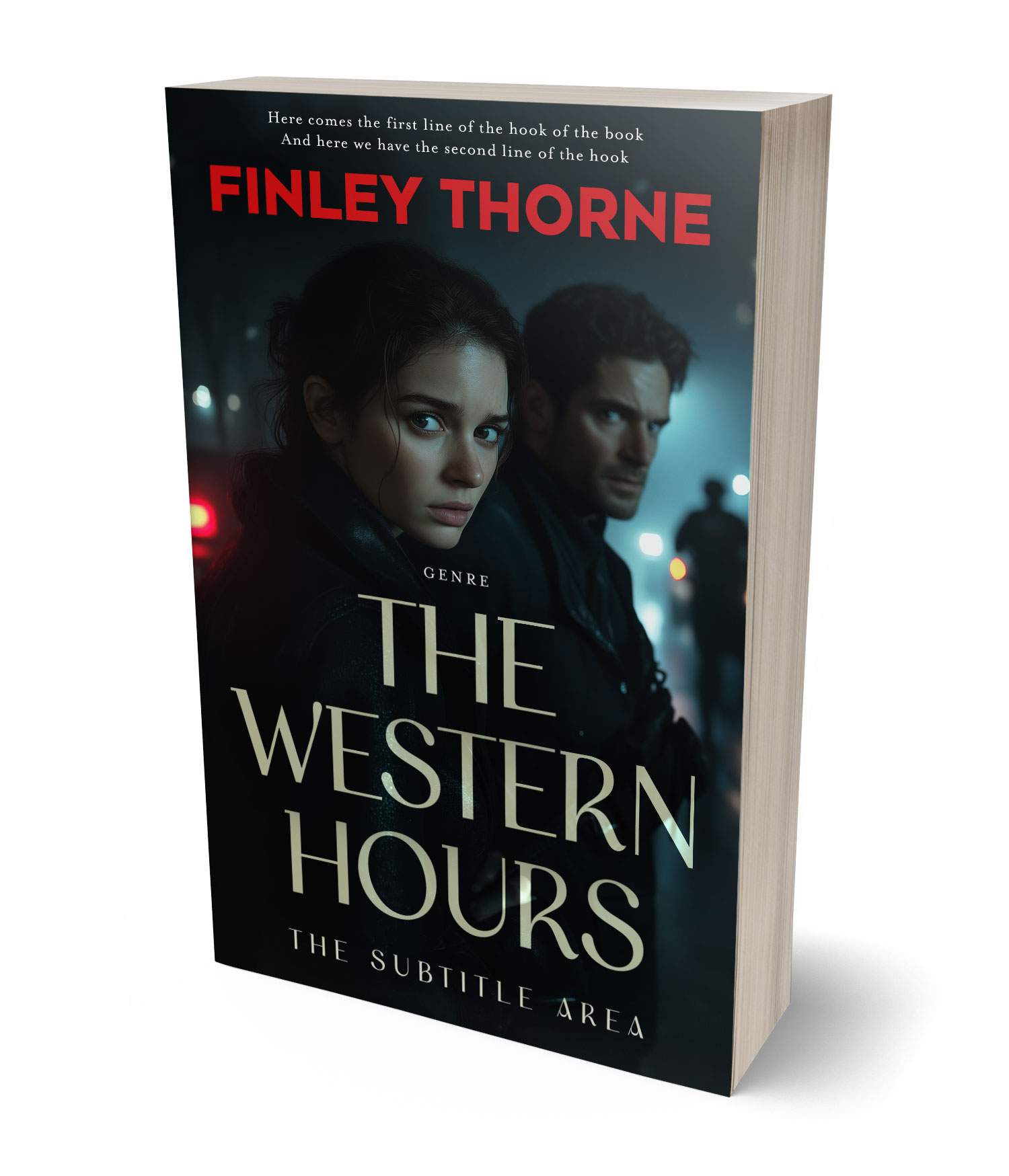 3D view of Premade Mystery & Thriller & Suspense Book Cover - Black
