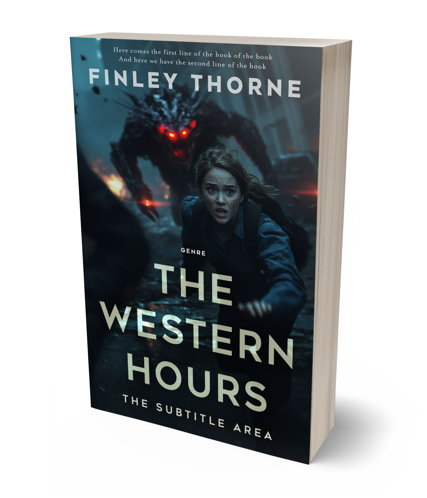 3D view of Premade Horror Book Cover - Bunker #36474 | BookCoverZone*