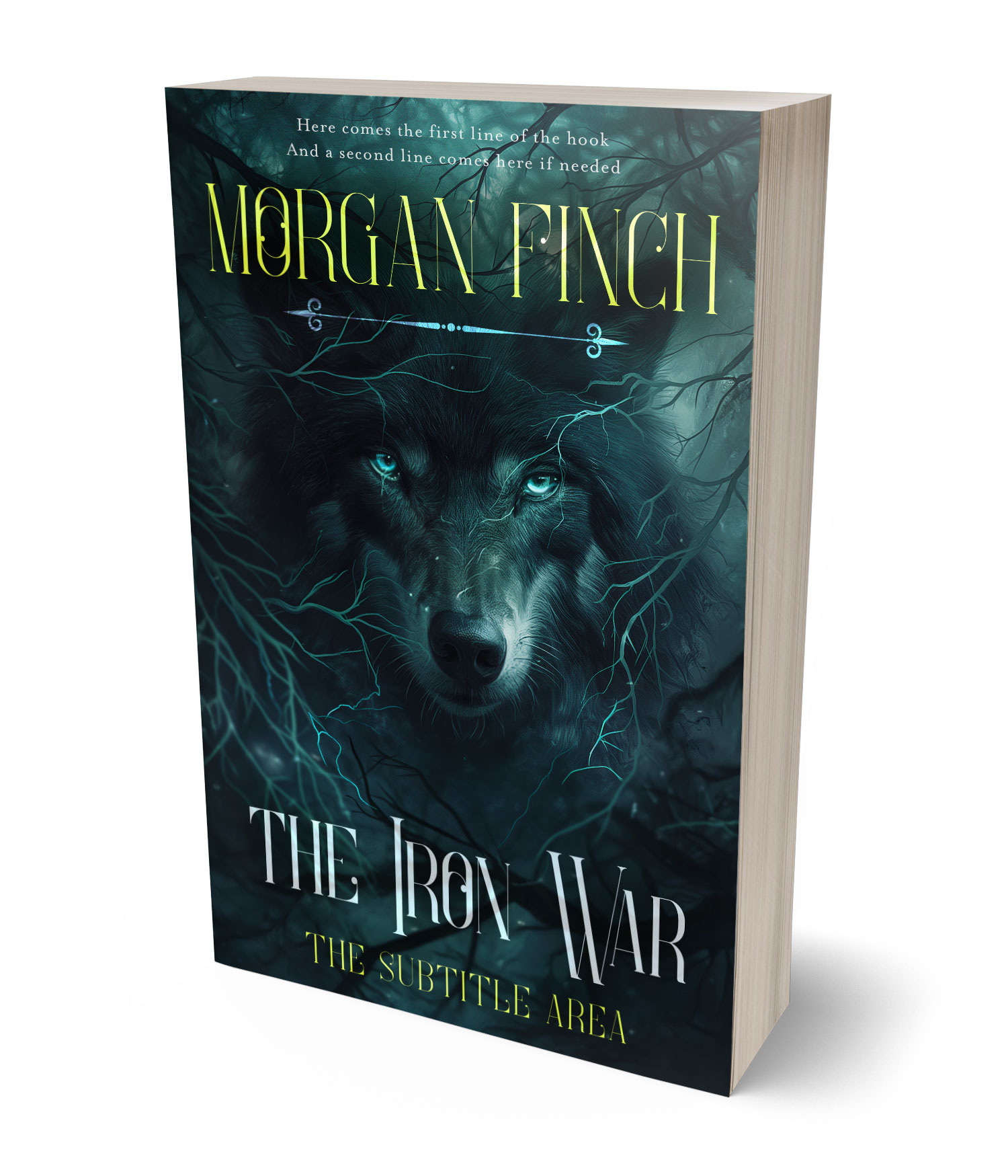 3D view of Premade Paranormal & Urban Book Cover - Timber Green