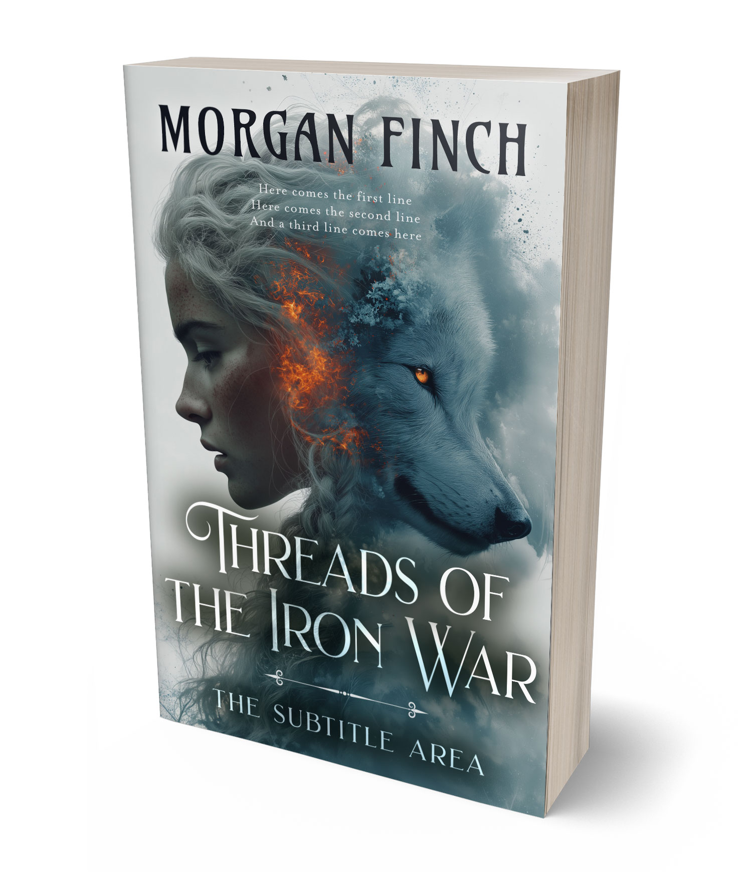 3D view of Premade Fantasy Book Cover - Limed Spruce