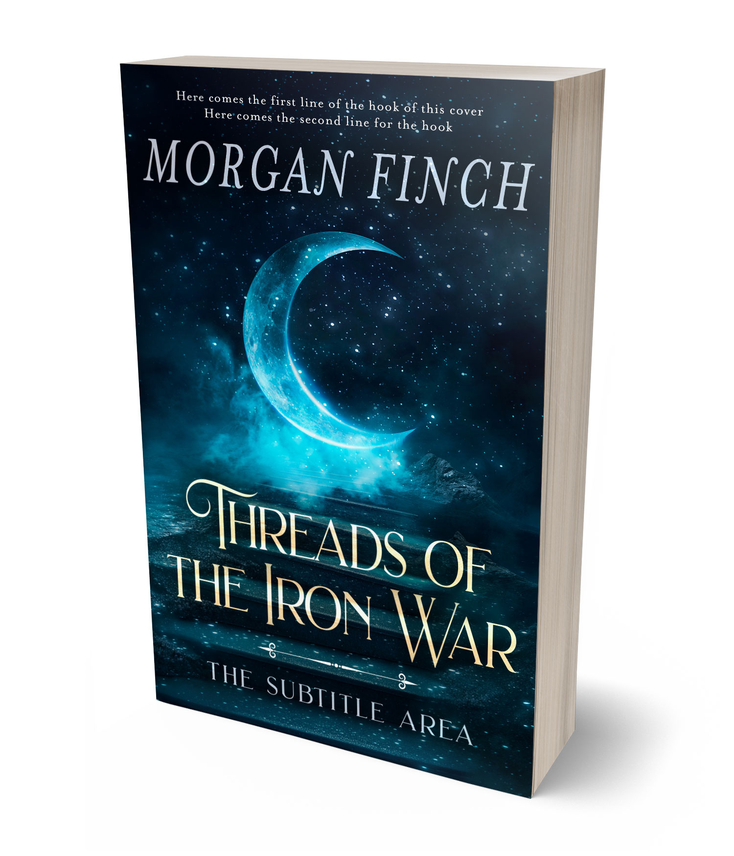 3D view of Premade Fantasy Book Cover - Black Pearl