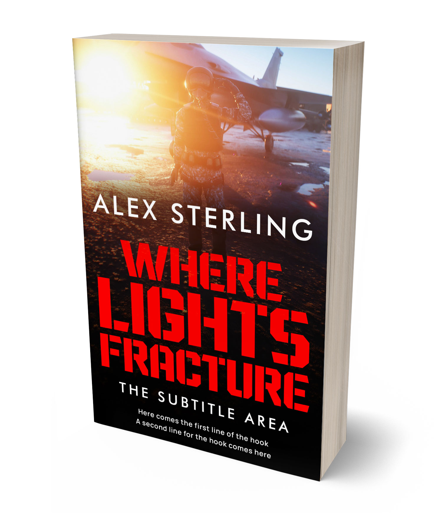3D view of Premade Action & Adventure Book Cover - Burnt Sienna #36573 | BookCoverZone*