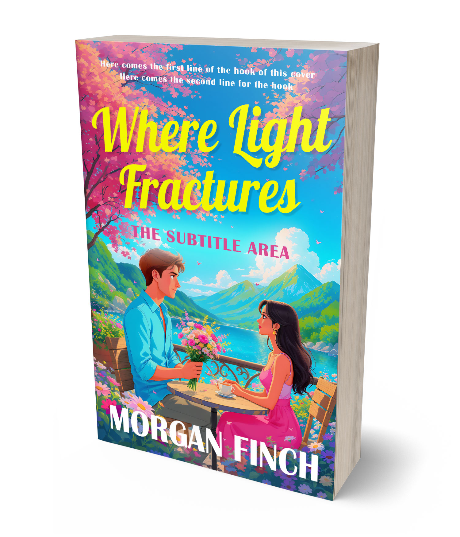 3D view of Premade Romance Book Cover - Apricot