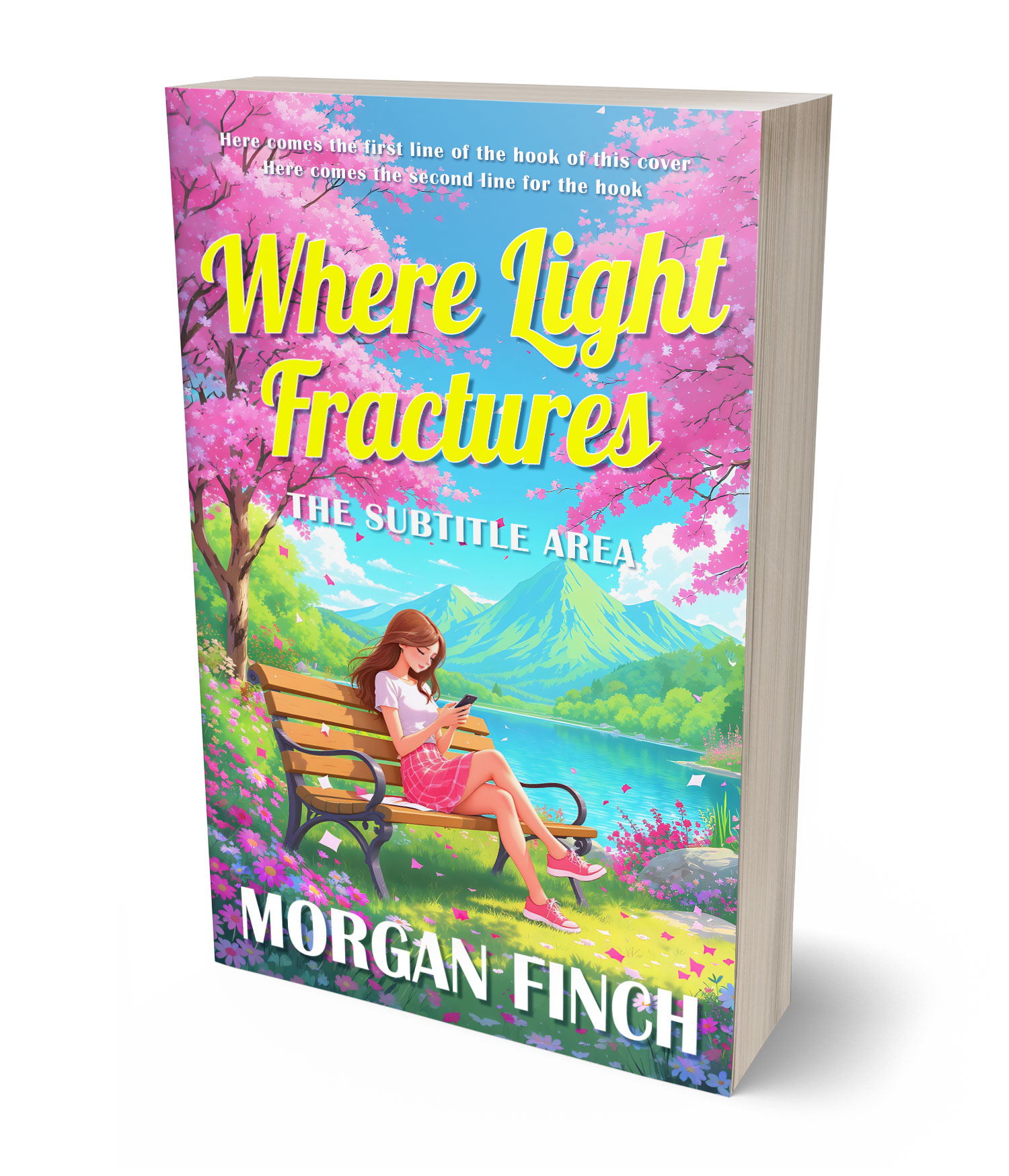 3D view of Premade Romance Book Cover - Blossom