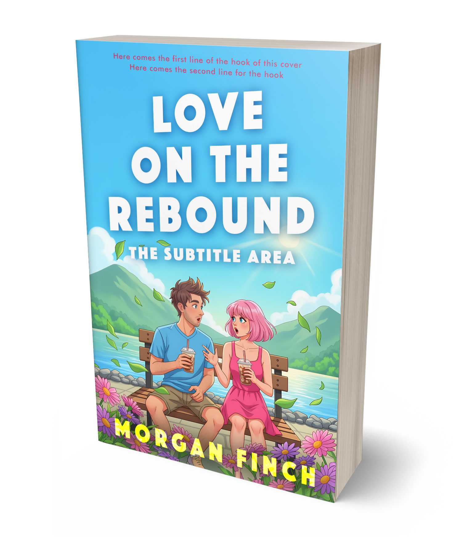 3D view of Premade Romance Book Cover - Picton Blue