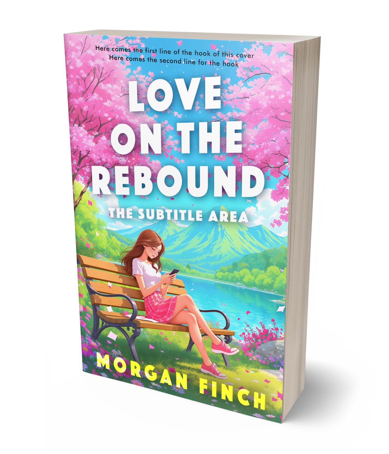 3D view of Premade Romance Book Cover - Blossom