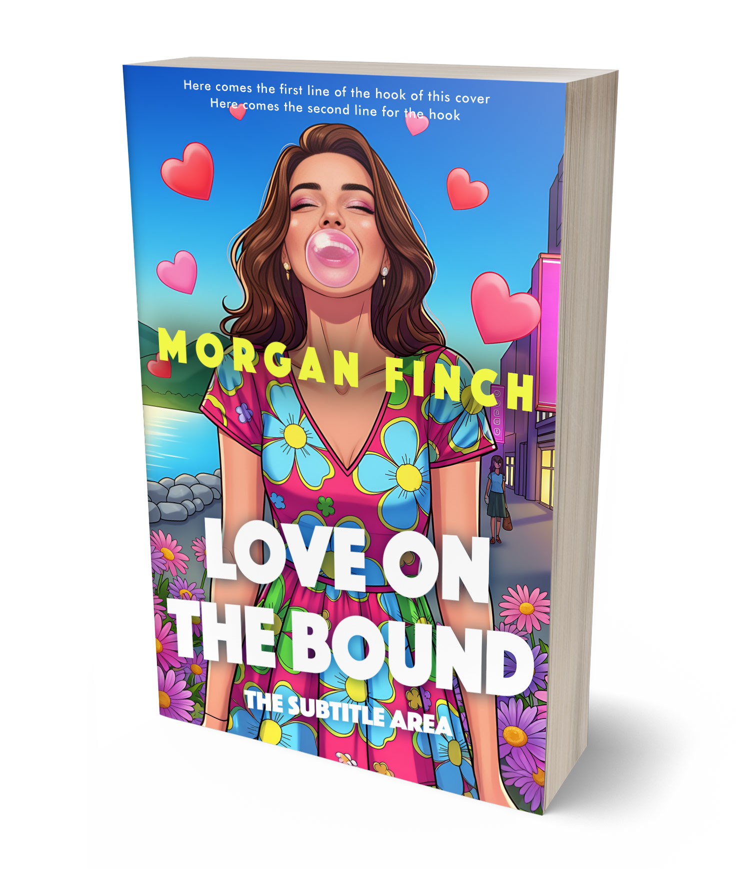 3D view of Premade Chick Lit Book Cover - Indigo
