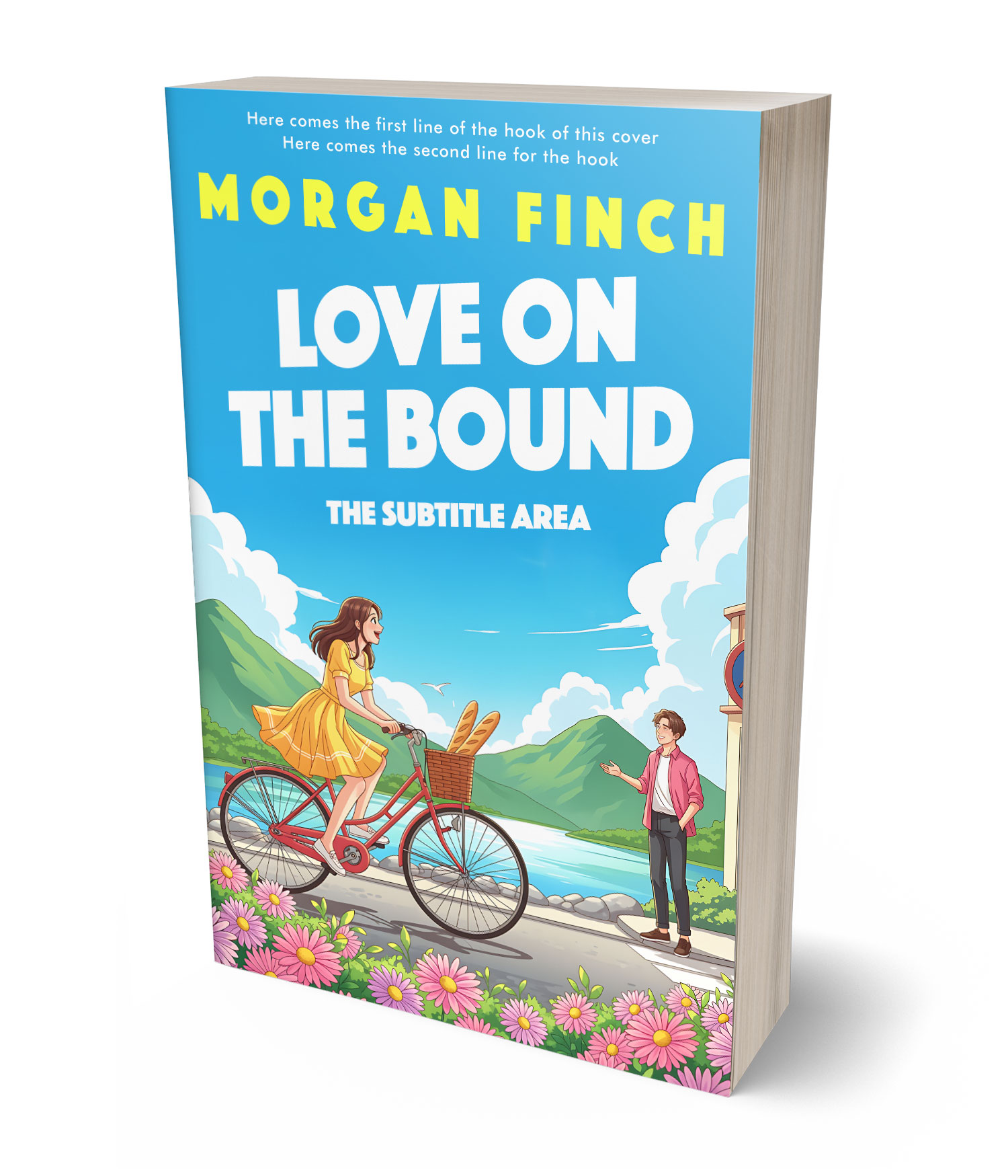 3D view of Premade Romance Book Cover - Grain Brown