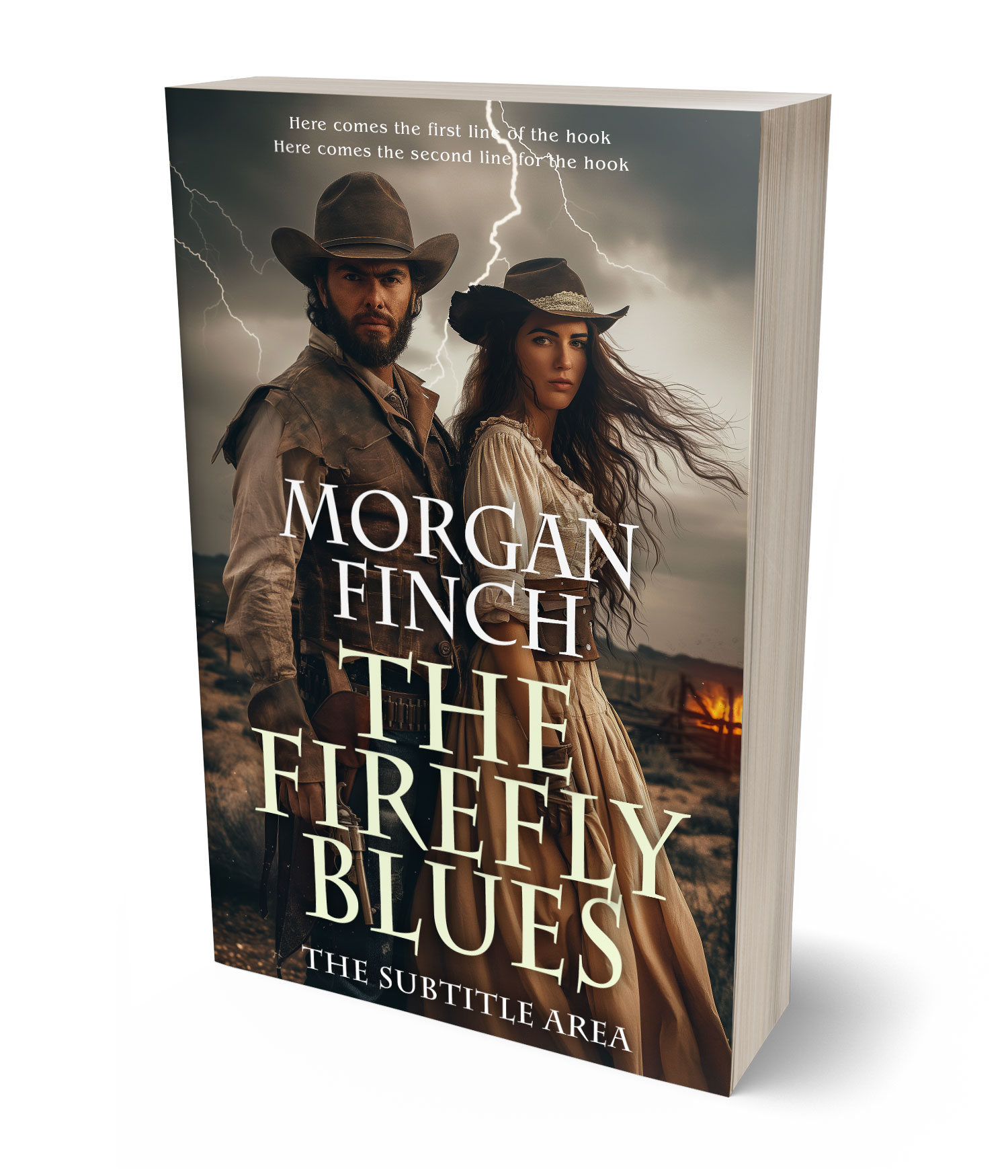 3D view of Premade Western Book Cover - Taupe #36697 | BookCoverZone