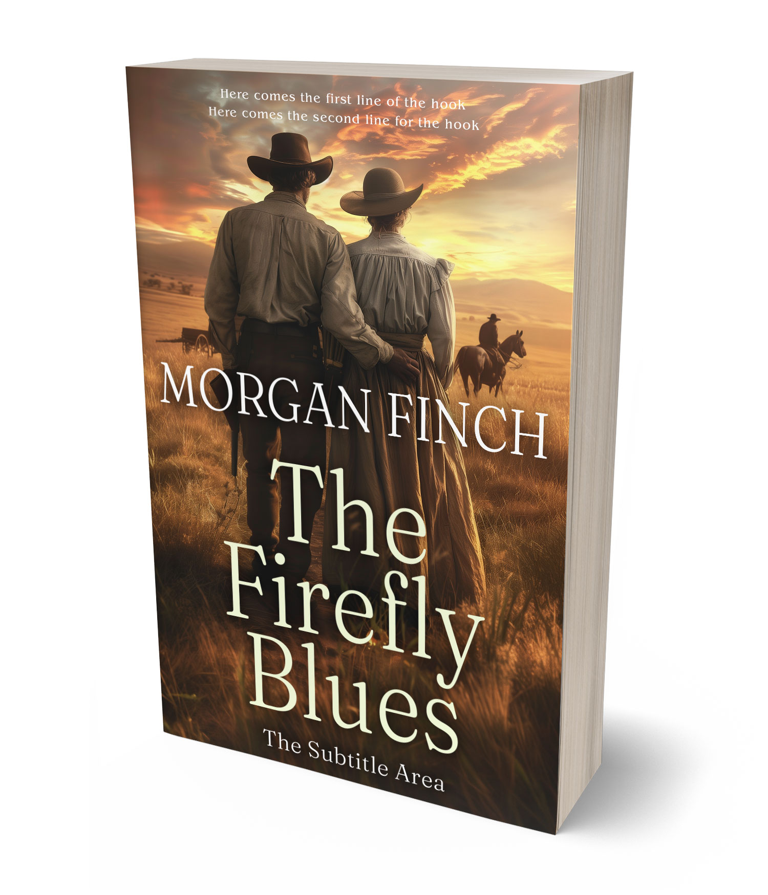 3D view of Premade Western Book Cover - Bistre #36698 | BookCoverZone