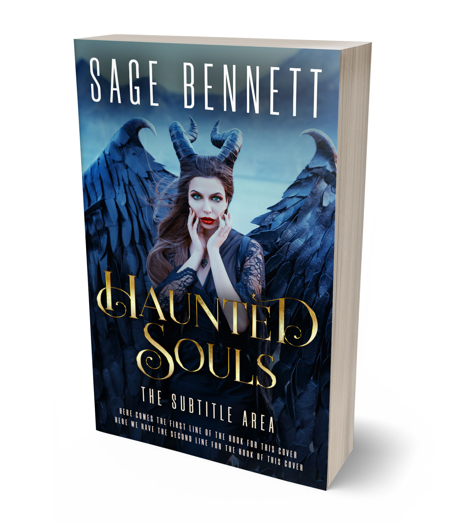 3D view of Premade Fantasy Book Cover - Ebony #36782 | BookCoverZone*