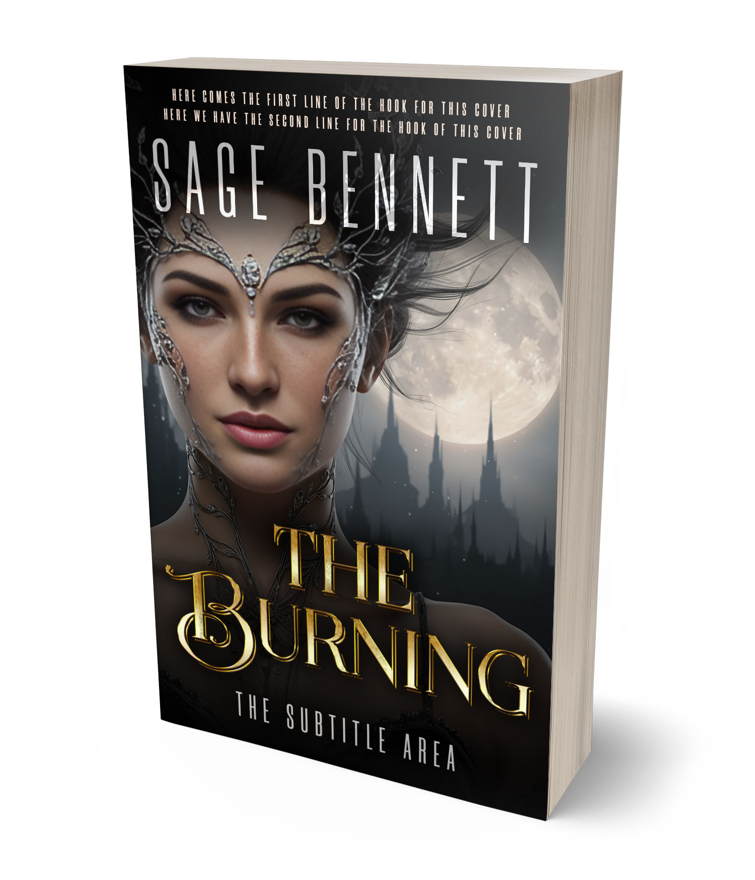 3D view of Premade Fantasy Book Cover - Bison Hide #36789 | BookCoverZone*
