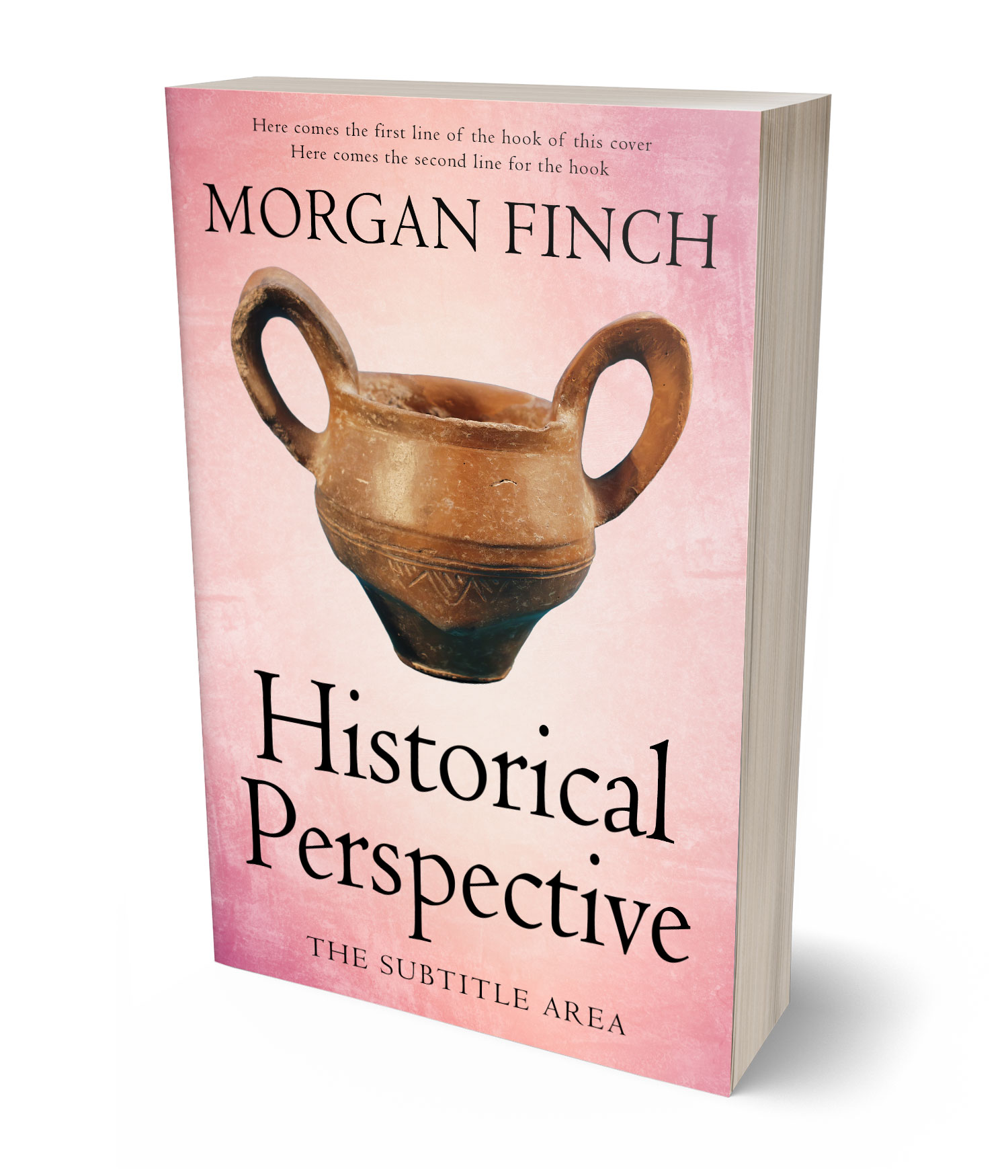 3D view of Premade History Book Cover - Mandys Pink #36807 | BookCoverZone*