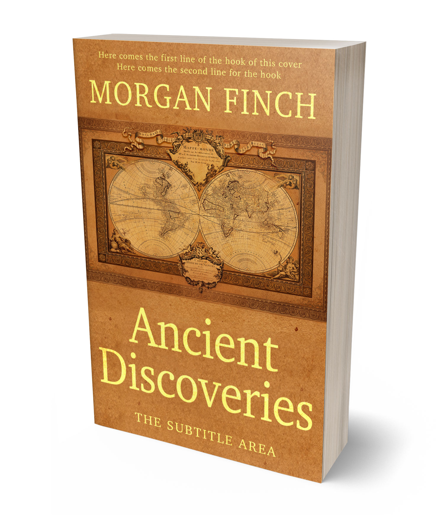 3D view of Premade History Book Cover - Copper #36811 | BookCoverZone*