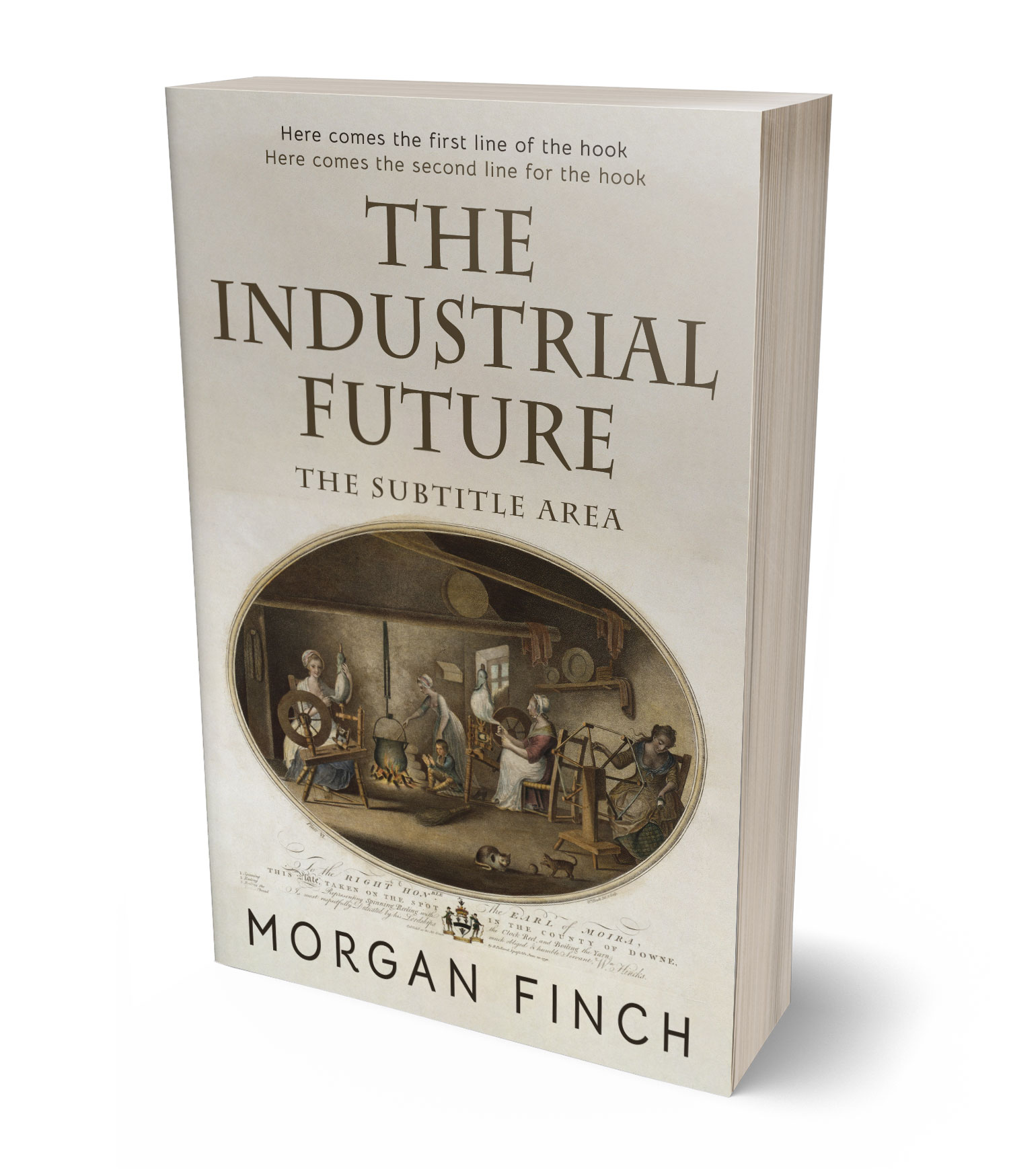 3D view of Premade History Book Cover - Swirl #36824 | BookCoverZone