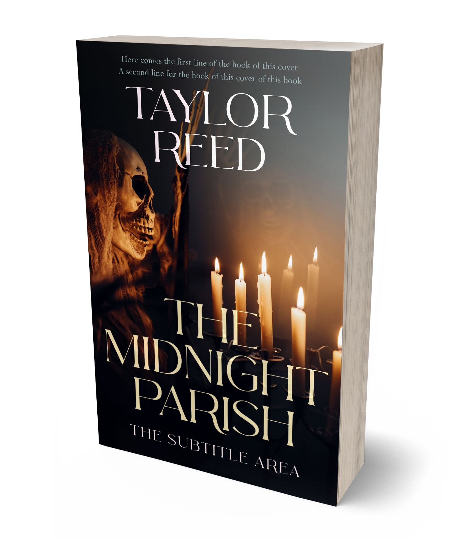 3D view of Premade Horror Book Cover - Antique Brass #37093 | BookCoverZone*