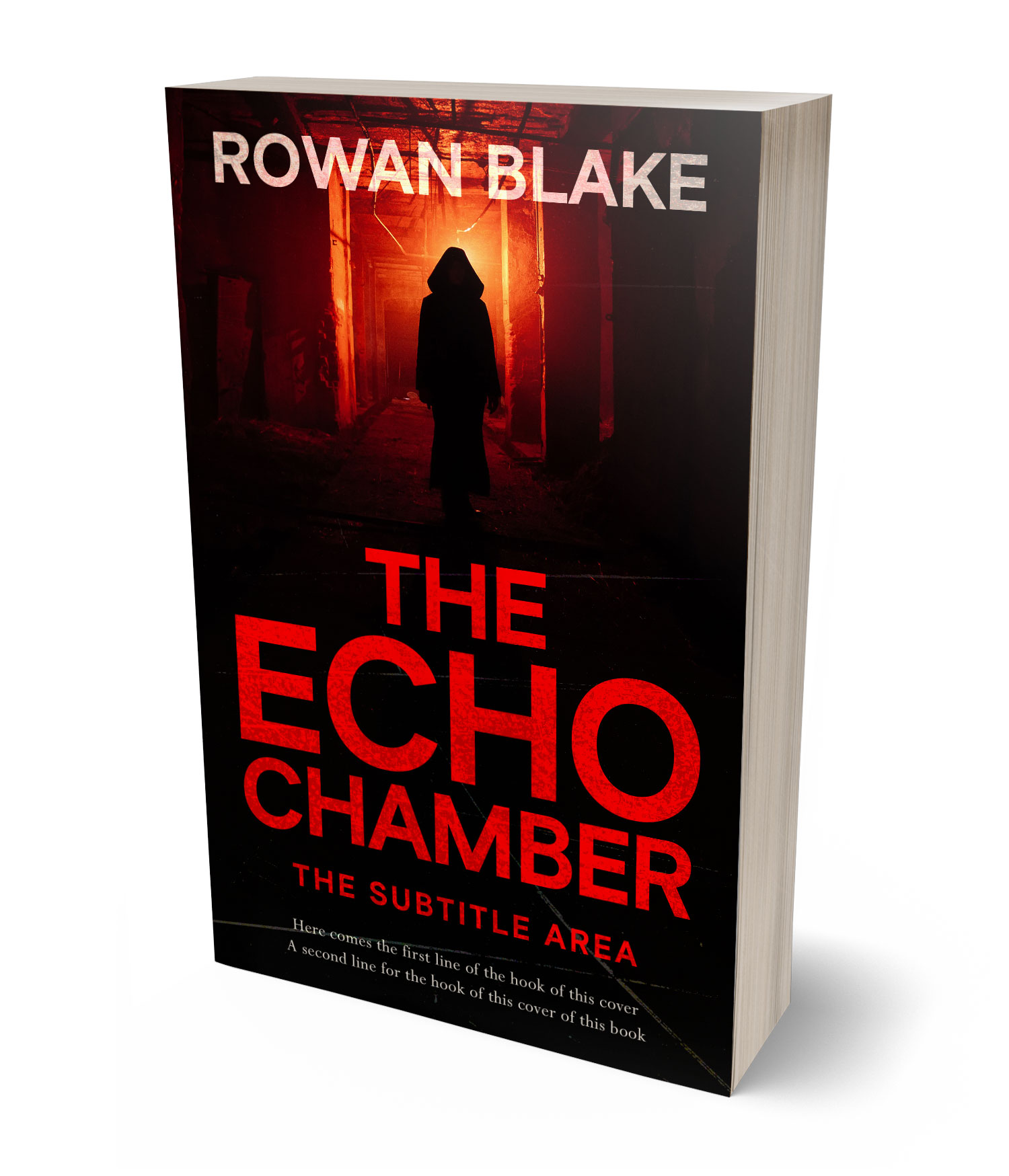 3D view of Premade Horror Book Cover - Alizarin Crimson #37112 | BookCoverZone*