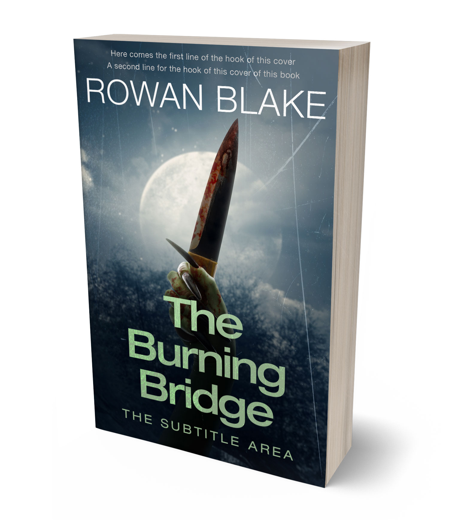 3D view of Premade Horror Book Cover - Ebony Clay #37196 | BookCoverZone