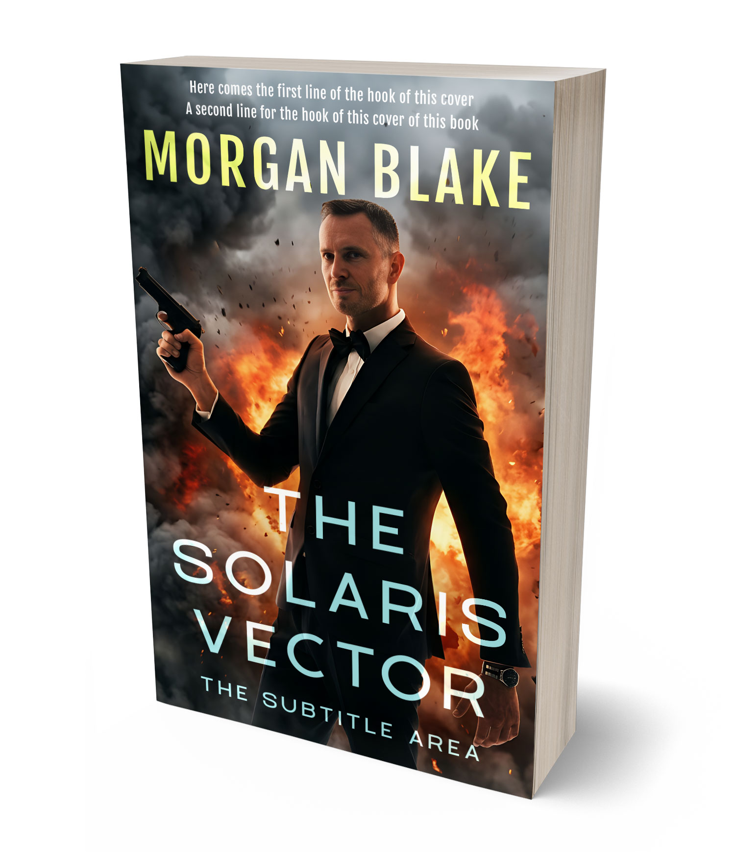 3D view of Premade Action & Adventure Book Cover - Whiskey #37303 | BookCoverZone