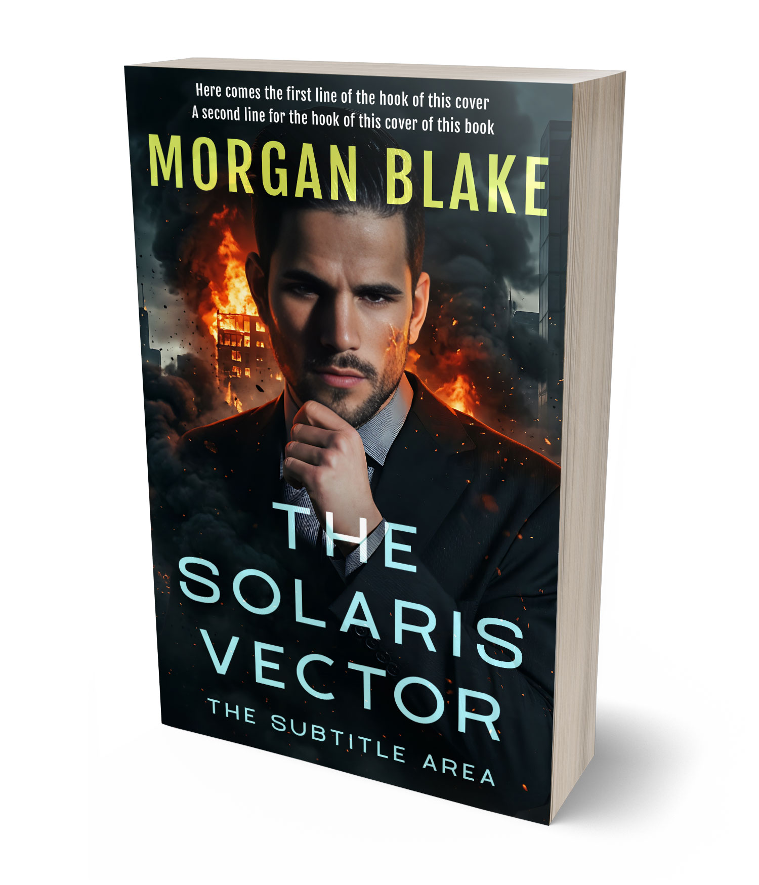 3D view of Premade Action & Adventure Book Cover - Mongoose #37305 | BookCoverZone