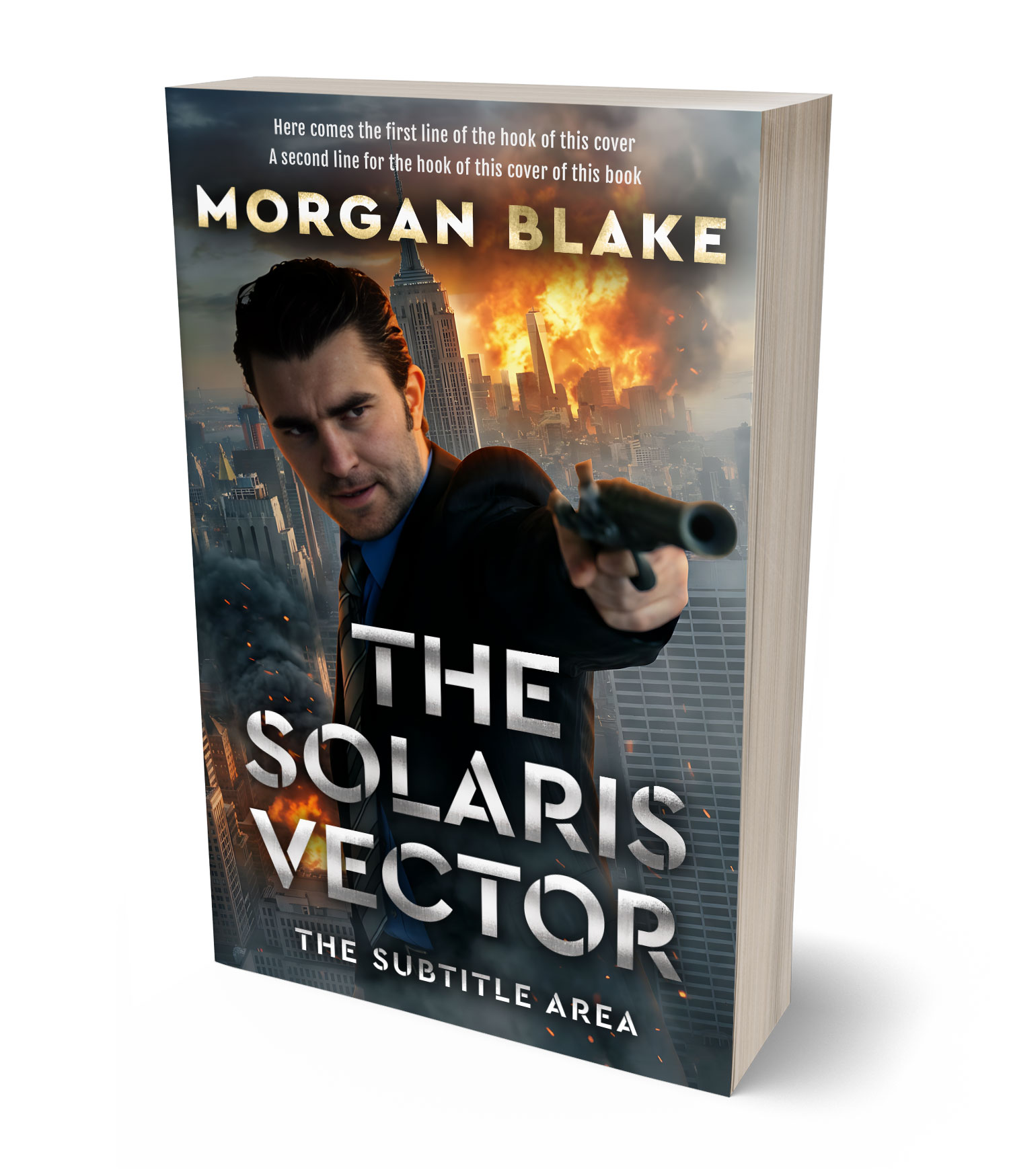 3D view of Premade Action & Adventure Book Cover - Outer Space #37311 | BookCoverZone