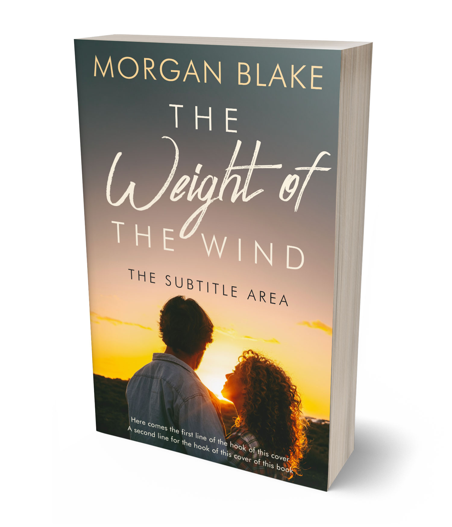 3D view of Premade Romance Book Cover - Fuscous Gray #37357 | BookCoverZone