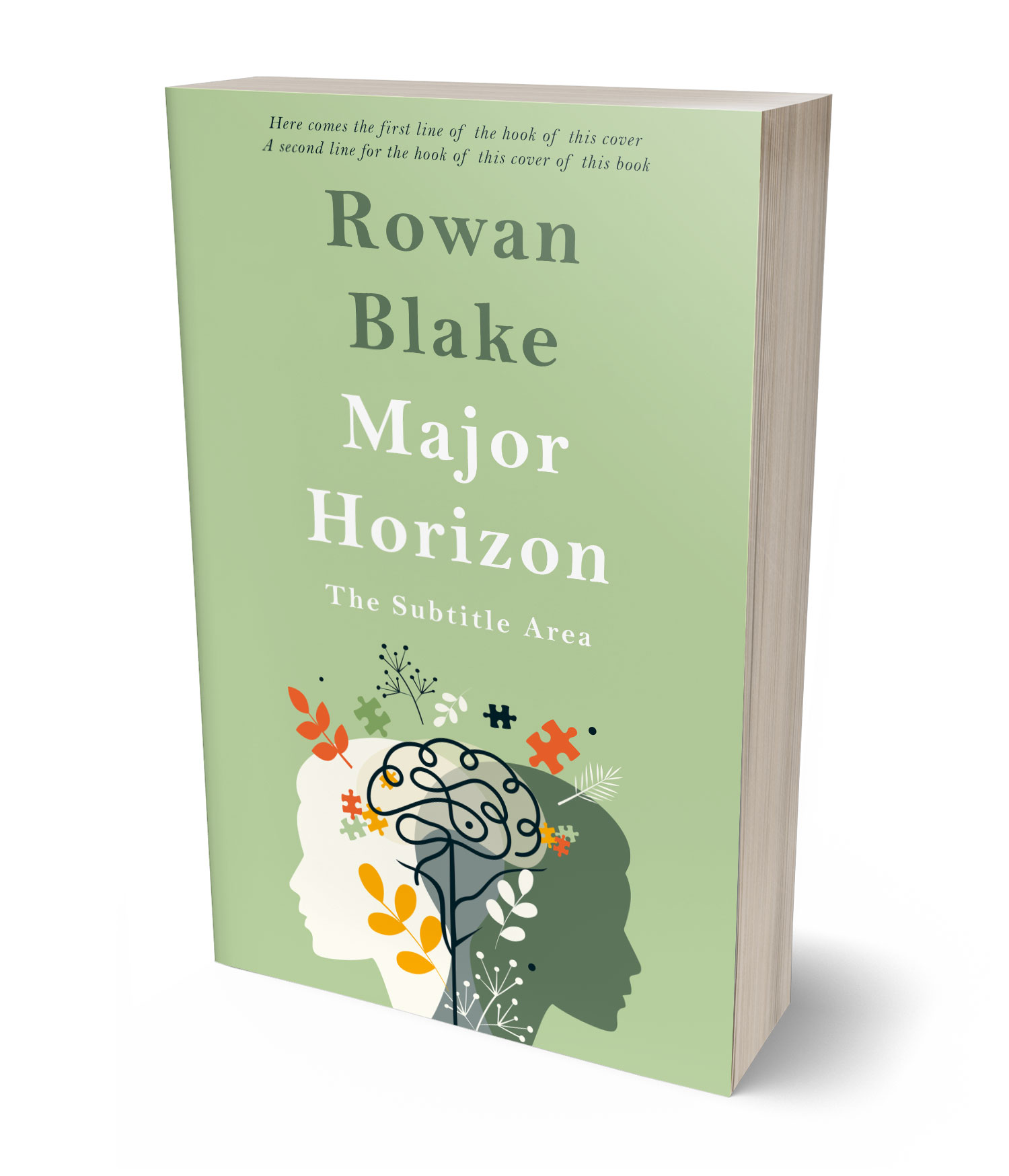 3D view of Premade Self-Improvement & Self-Help Book Cover - Swamp Green #37379 | BookCoverZone